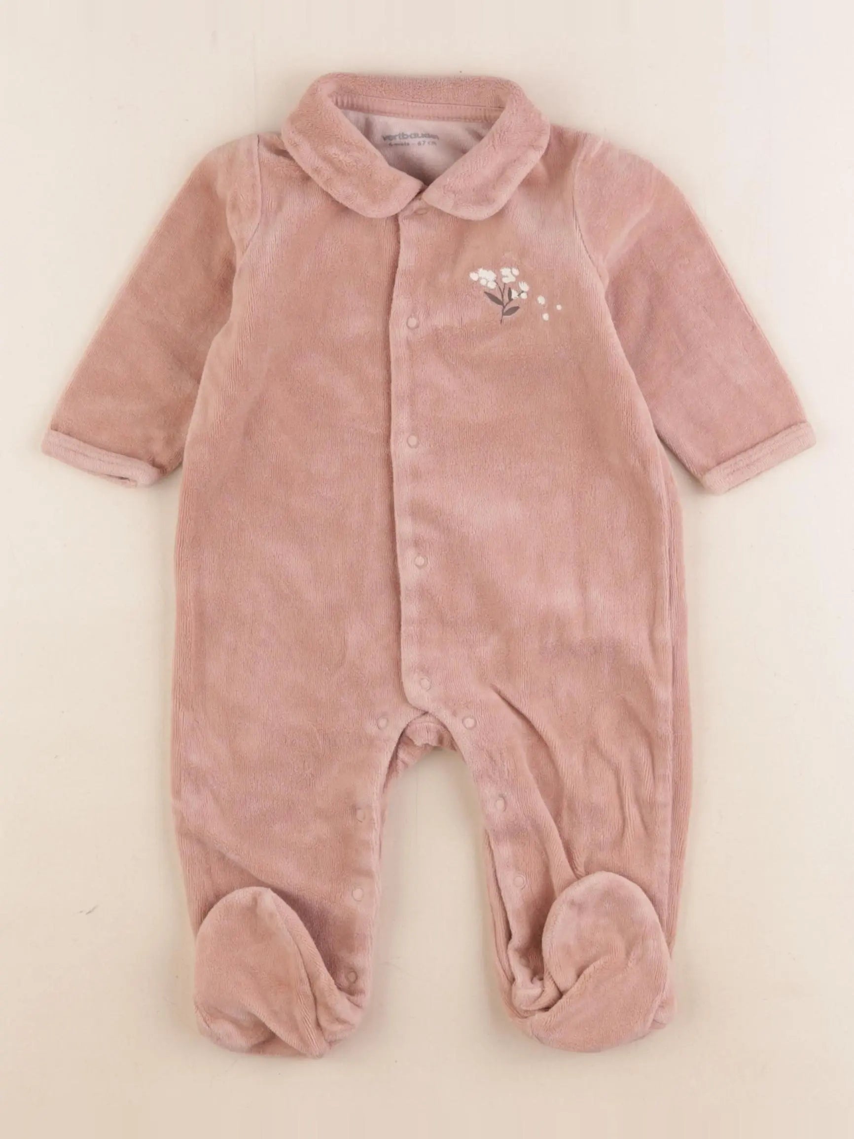 Vertbaudet - pyjama velours marron - 6 mois