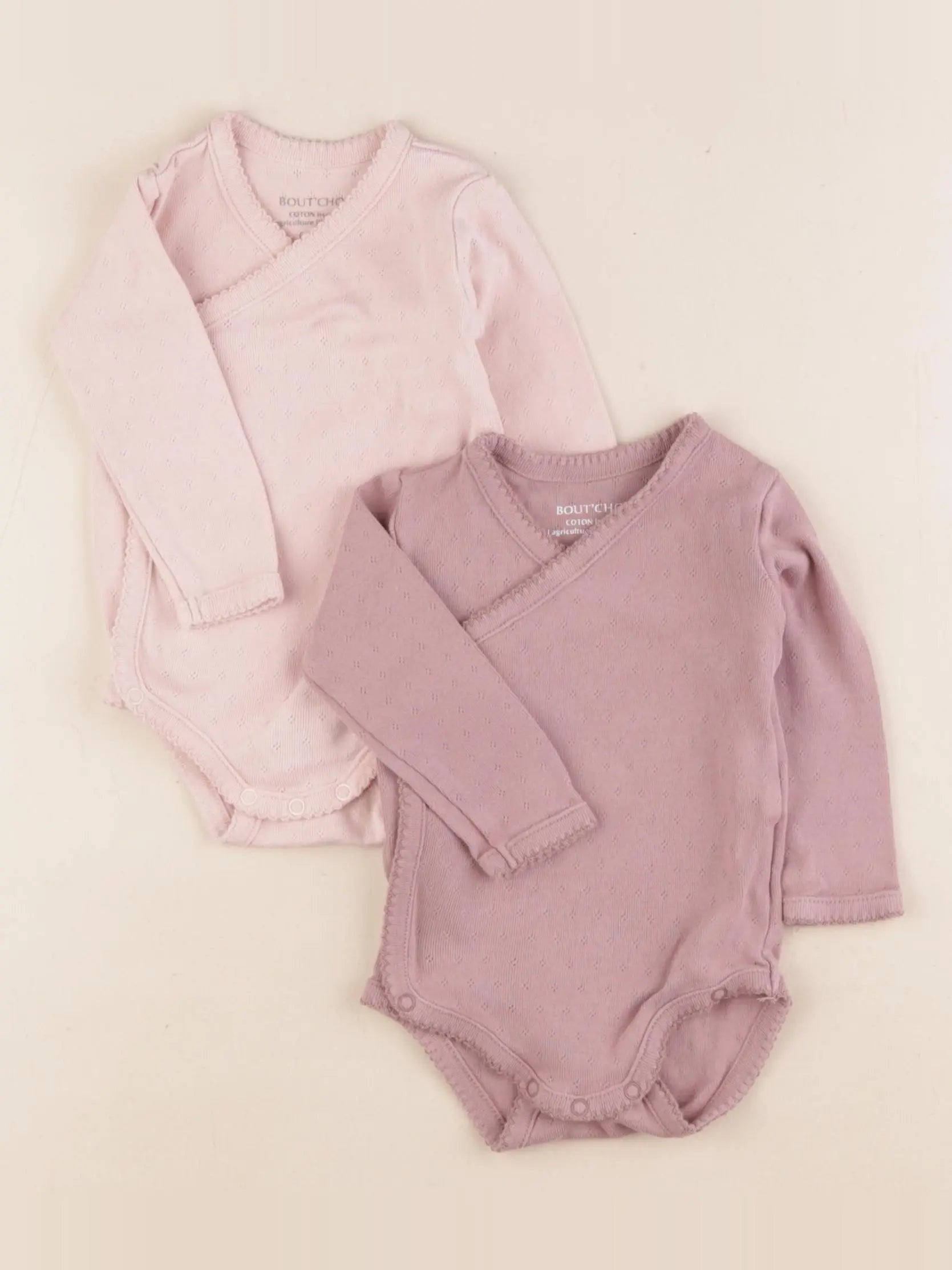 Boutchou - lot de 2 bodies en coton rose, violet - 6 mois