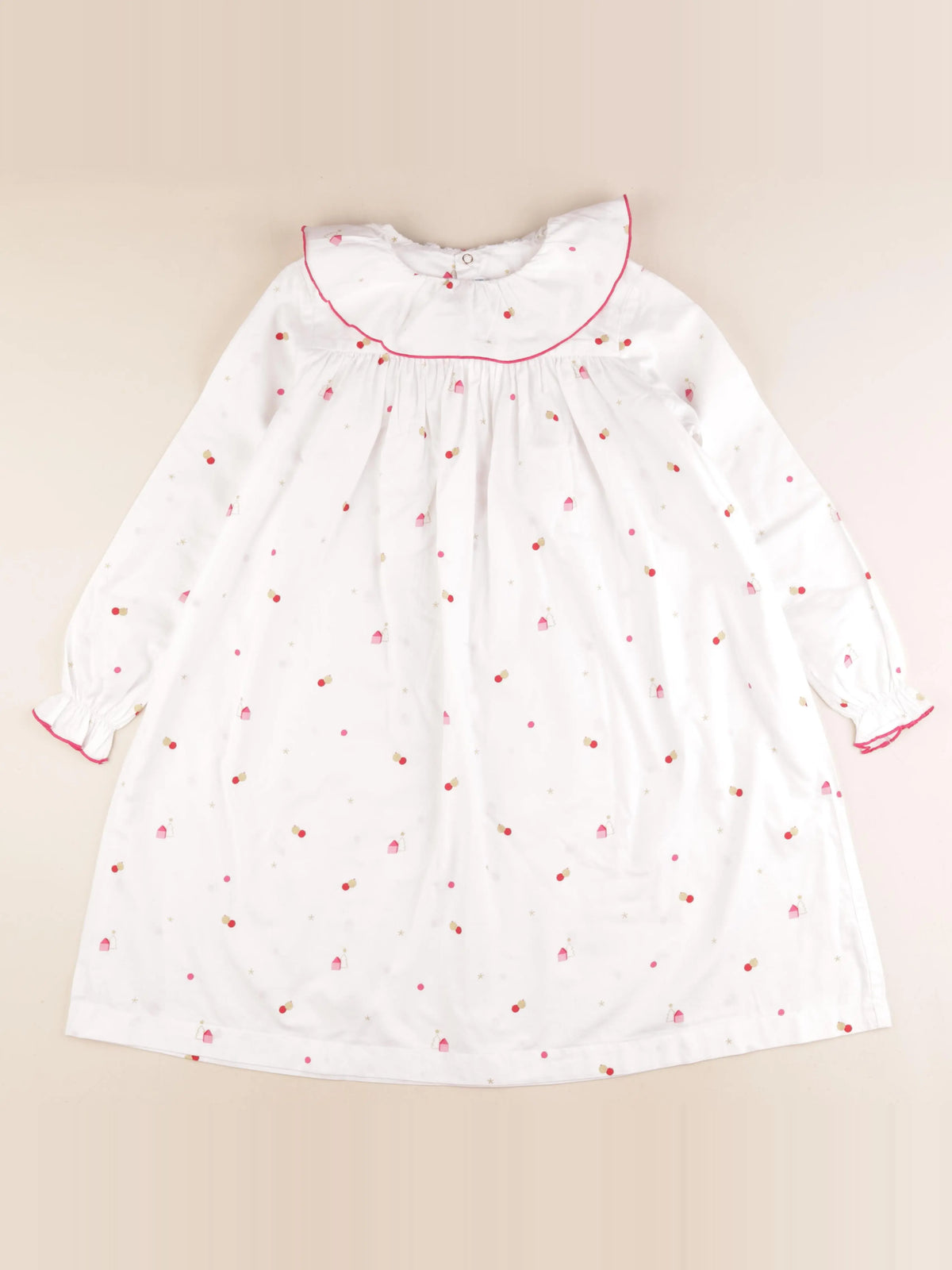 Jacadi - chemise de nuit coton blanc, rose - 10 ans