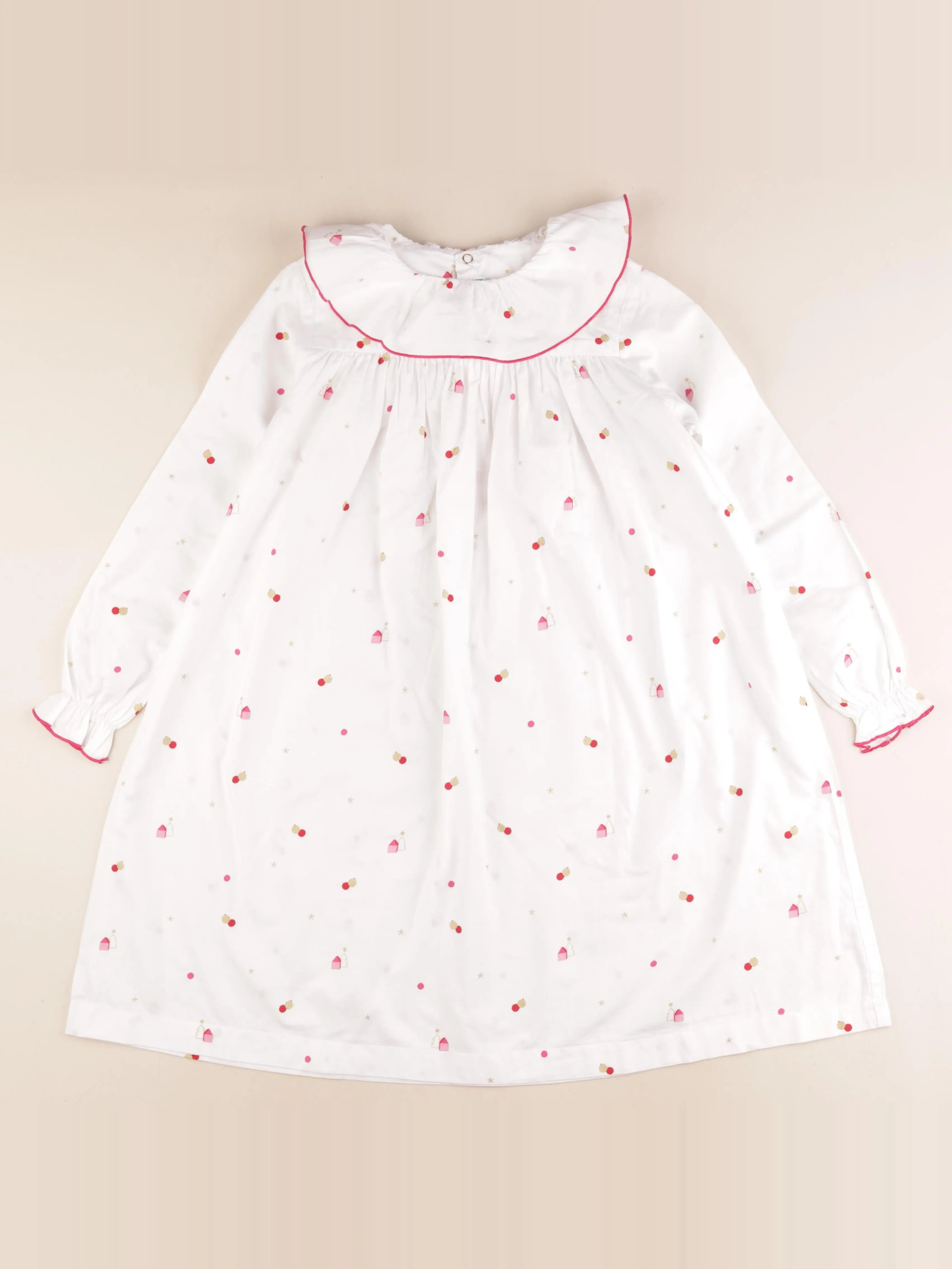 Jacadi - chemise de nuit coton blanc, rose - 10 ans