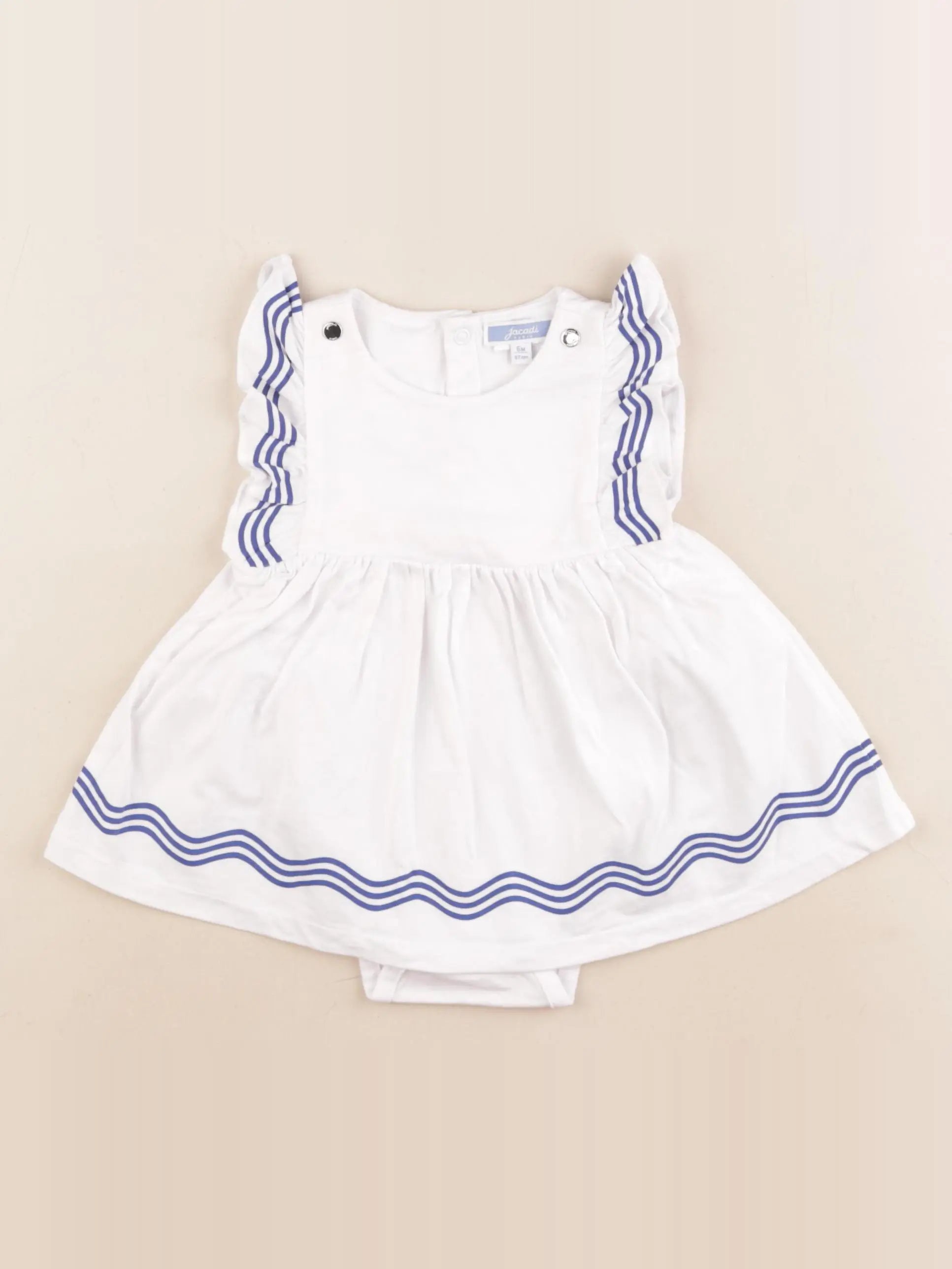 Jacadi - body robe bleu, blanc - 6 mois