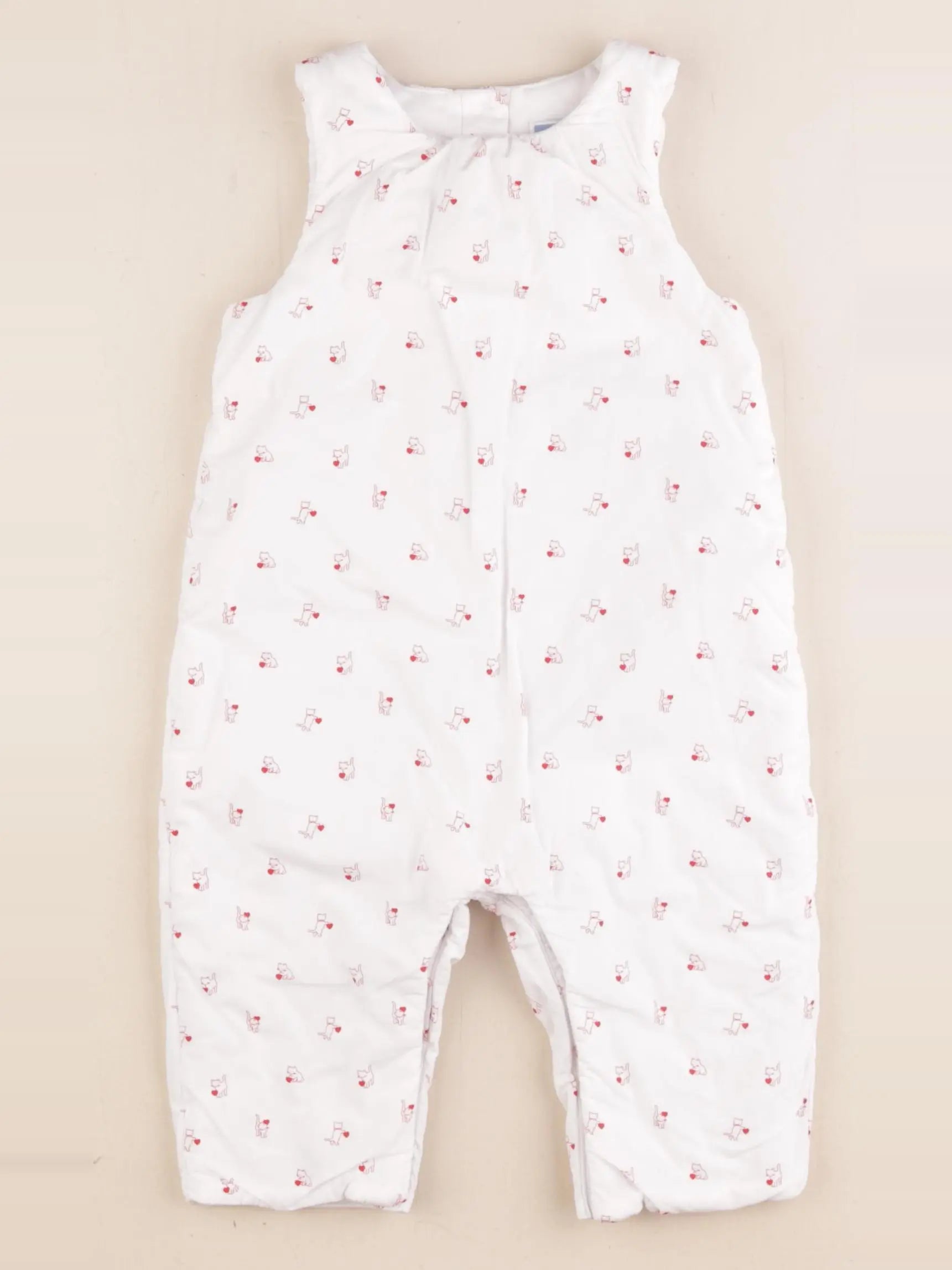 Jacadi - combinaison doublé blanc, rouge - 12 mois