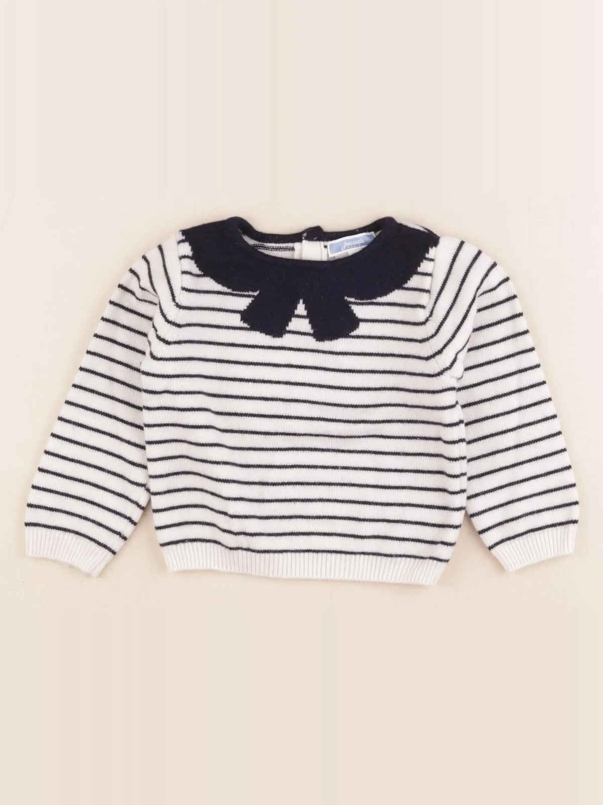 Jacadi - pull blanc, bleu - 18 mois