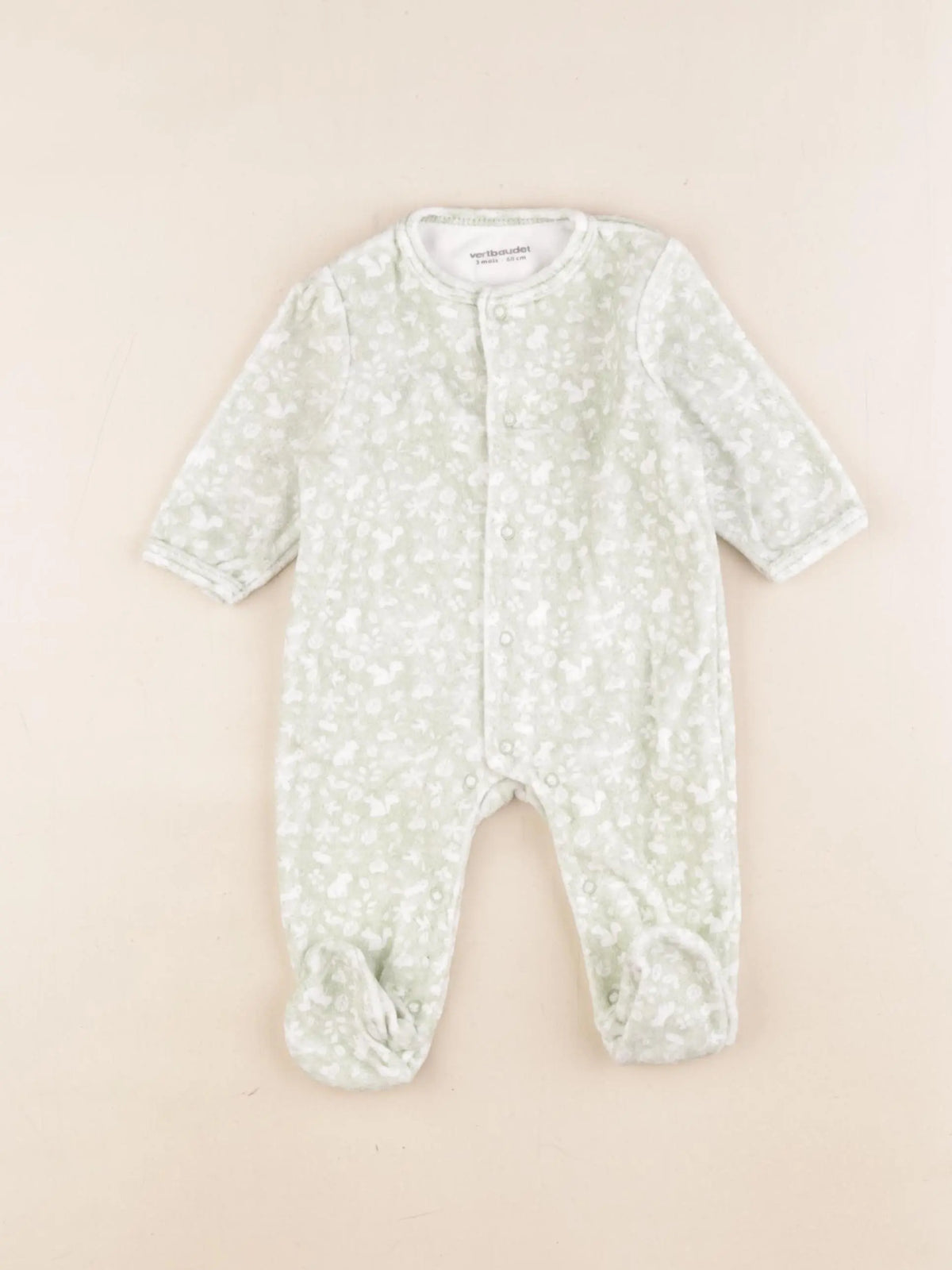 Vertbaudet - pyjama velours vert - 3 mois