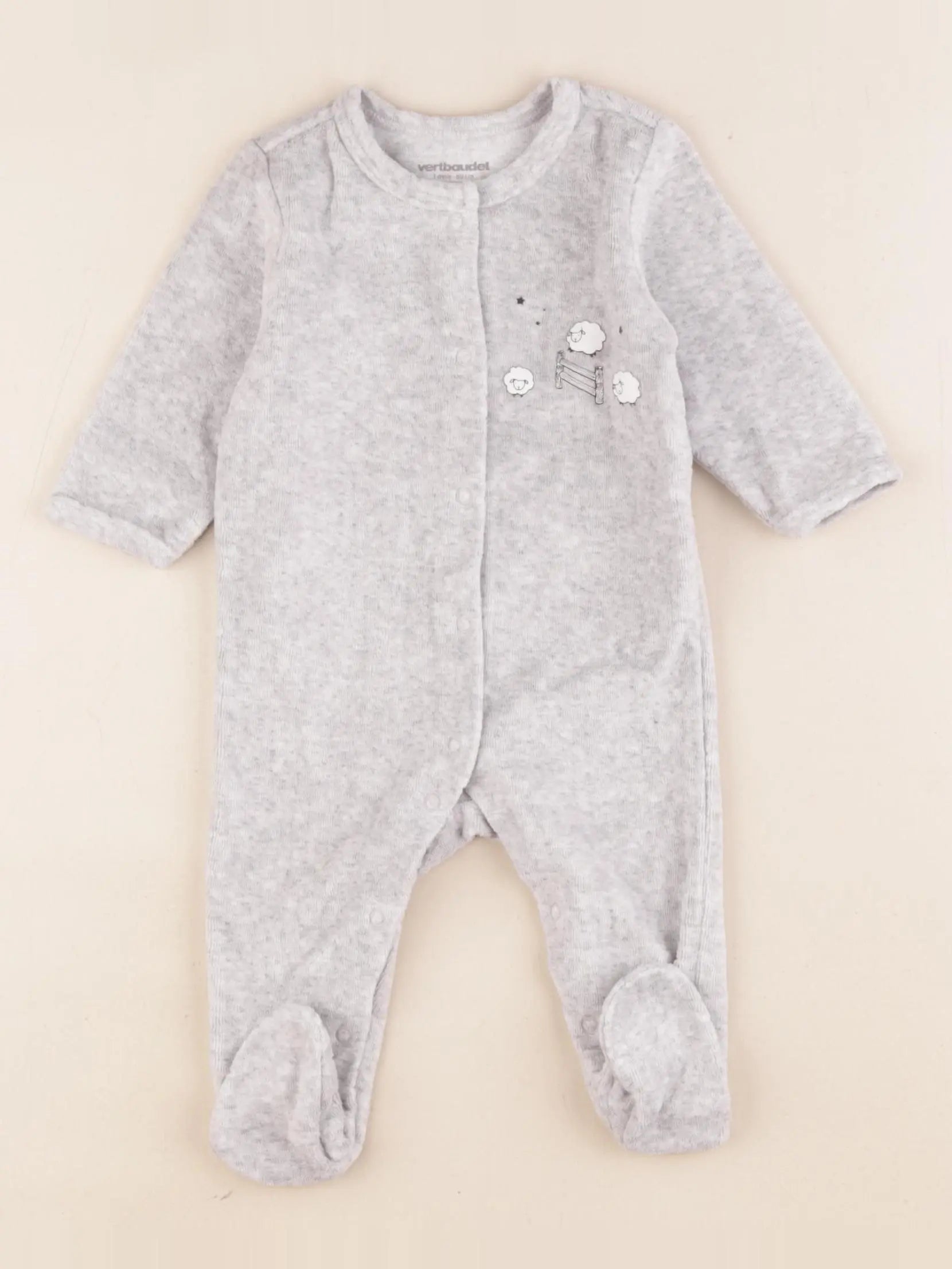 Vertbaudet - pyjama velours gris - 3 mois