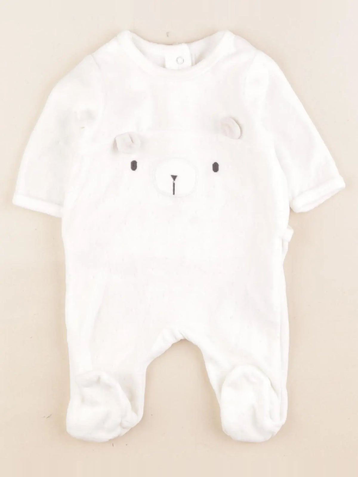 Vertbaudet - pyjama velours blanc - 1 mois