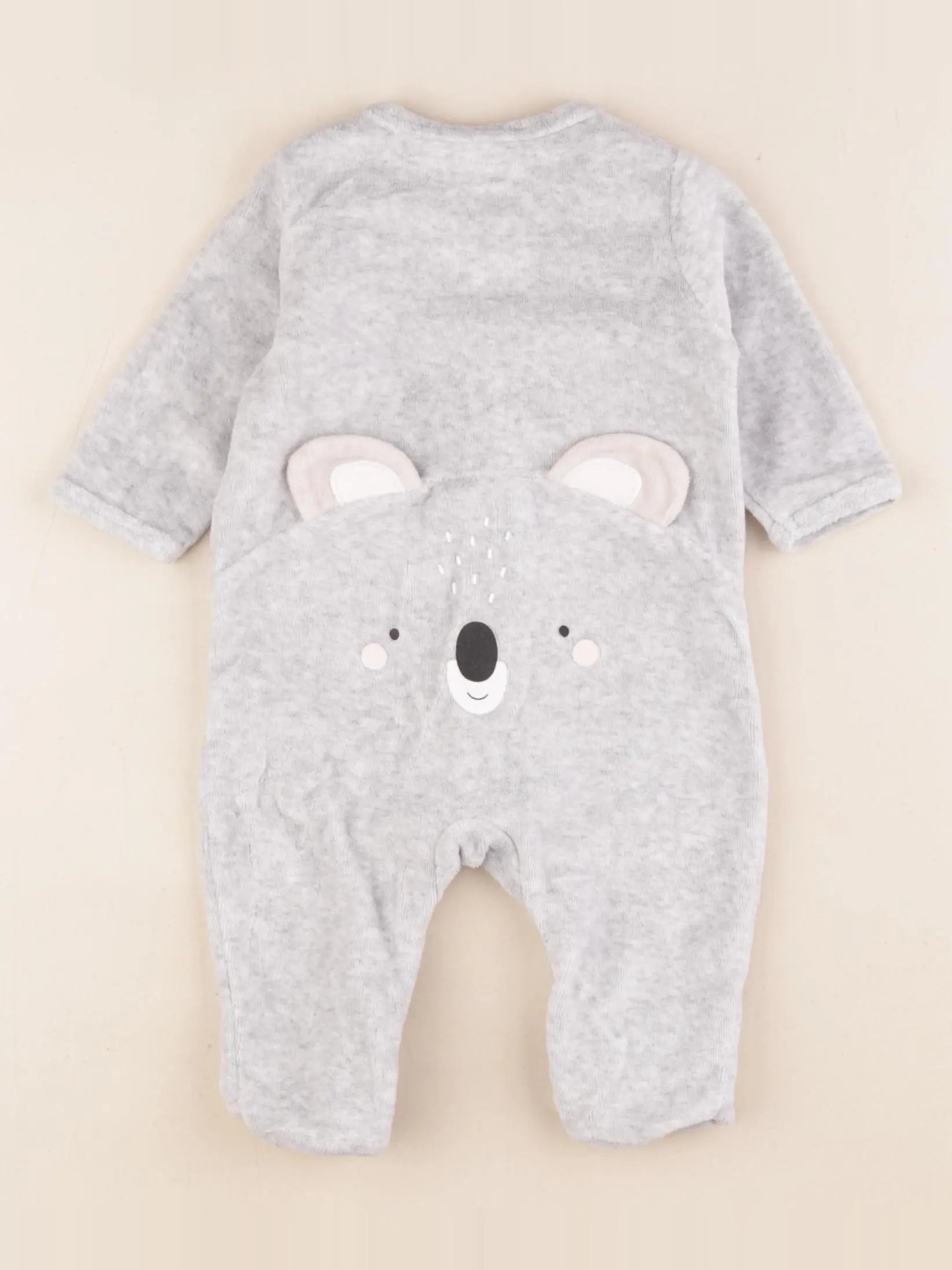 Vertbaudet - pyjama velours gris - 1 mois