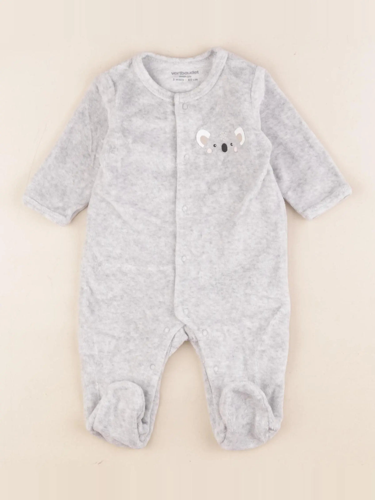 Vertbaudet - pyjama velours gris - 3 mois