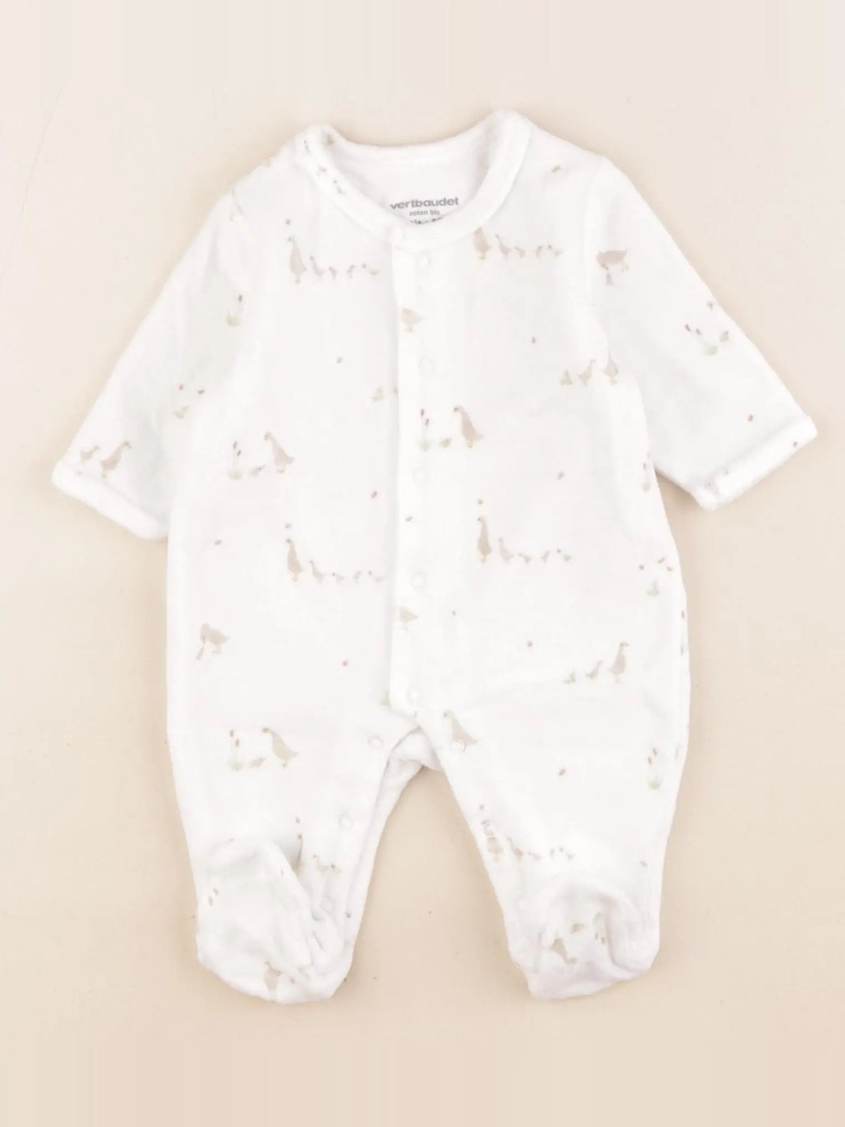 Vertbaudet - pyjama velours blanc - 3 mois