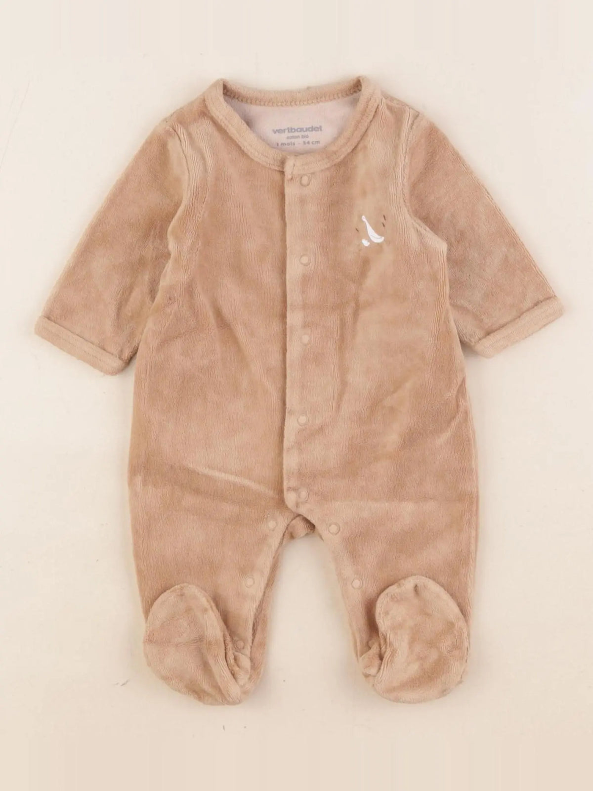 Vertbaudet - pyjama velours marron - 3 mois