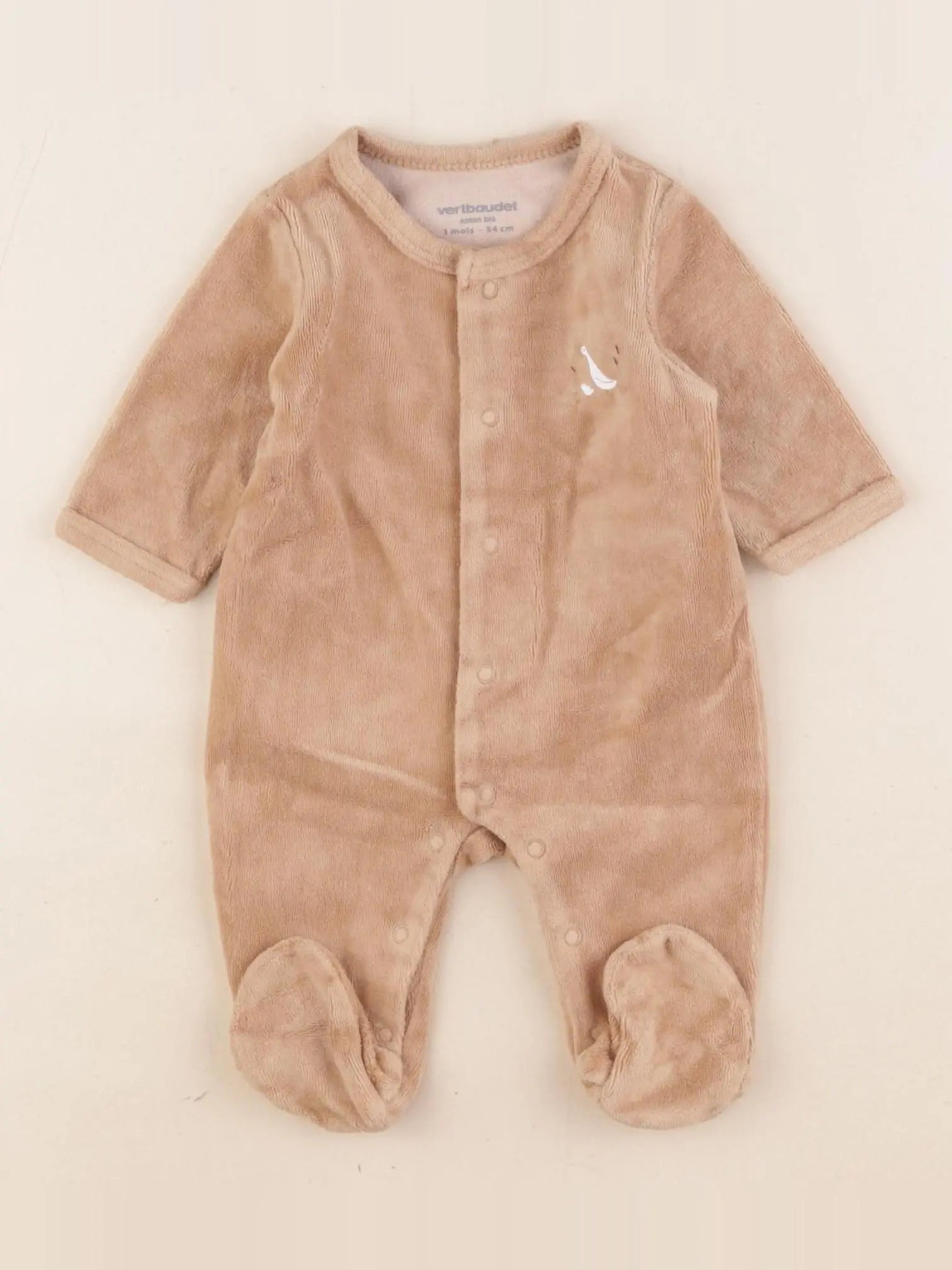 Vertbaudet - pyjama velours marron - 1 mois