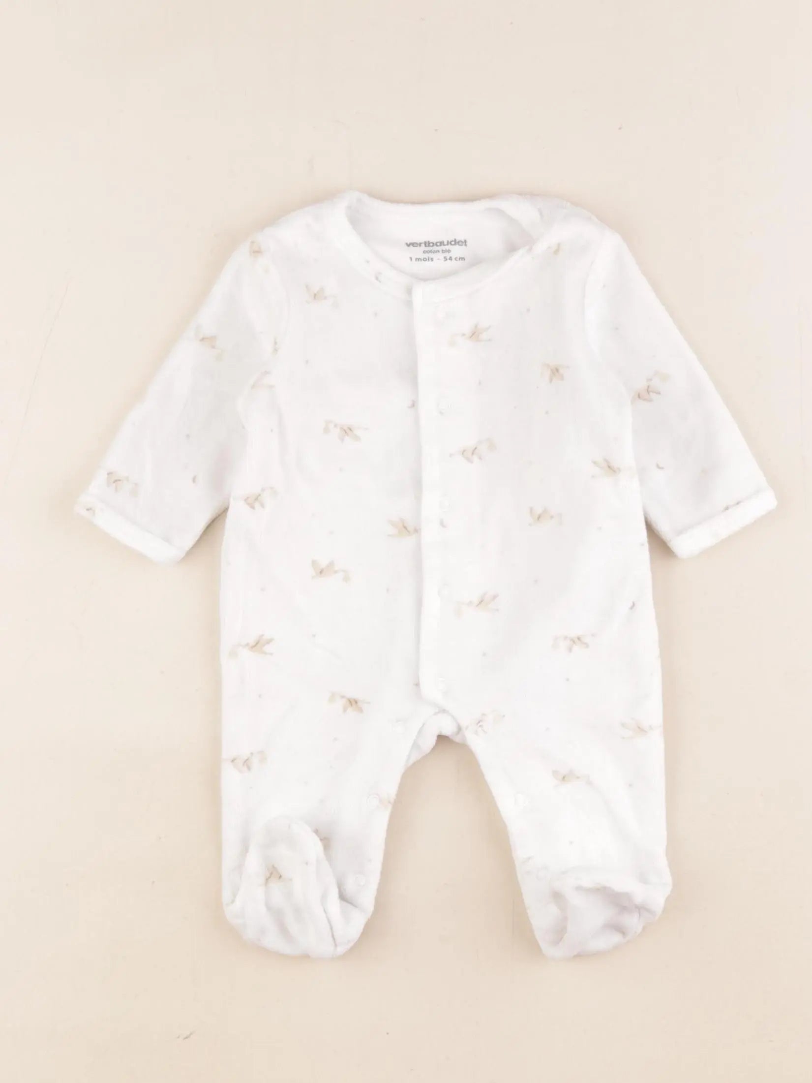 Vertbaudet - pyjama velours blanc - 1 mois