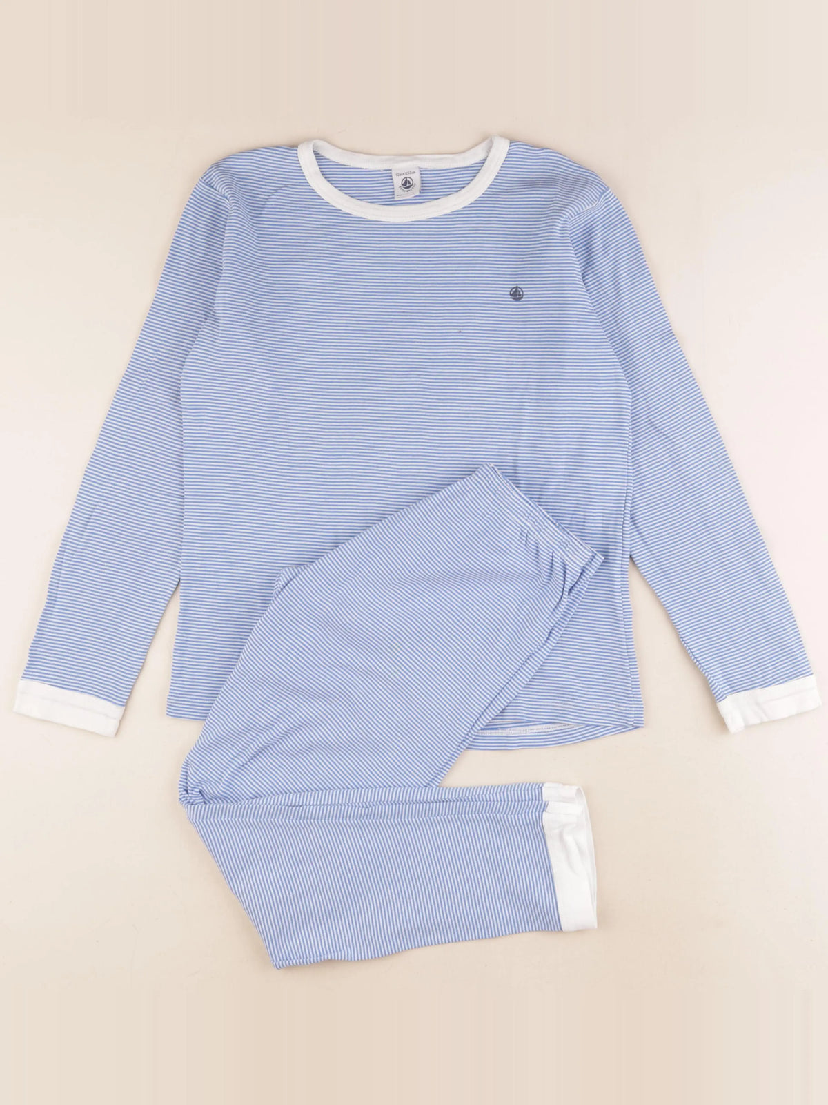 Petit Bateau - pyjama coton bleu, blanc - 12 ans