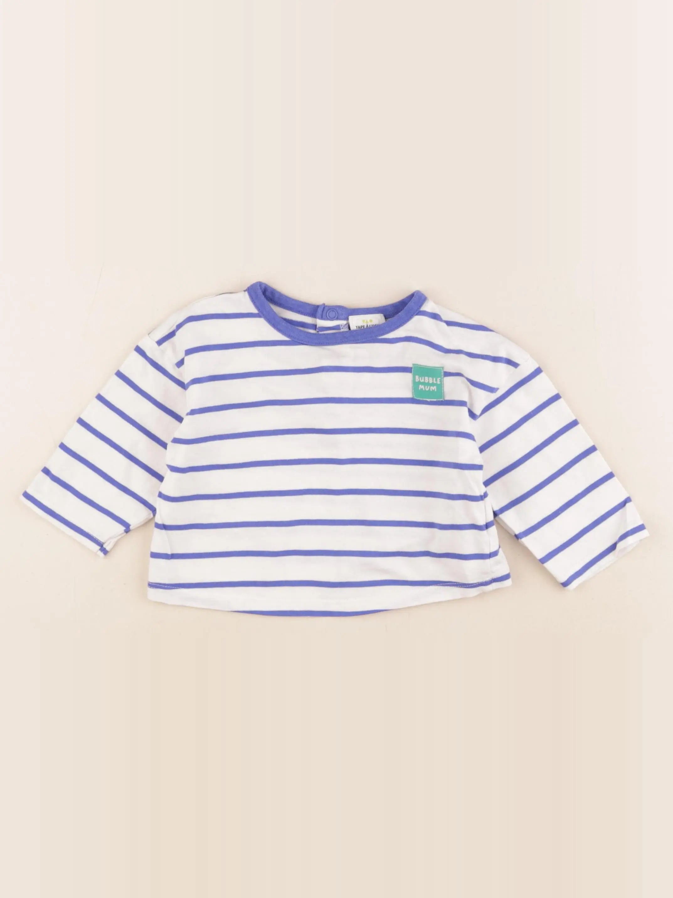 Tape à l'oeil - tee-shirt bleu, blanc - 9 mois
