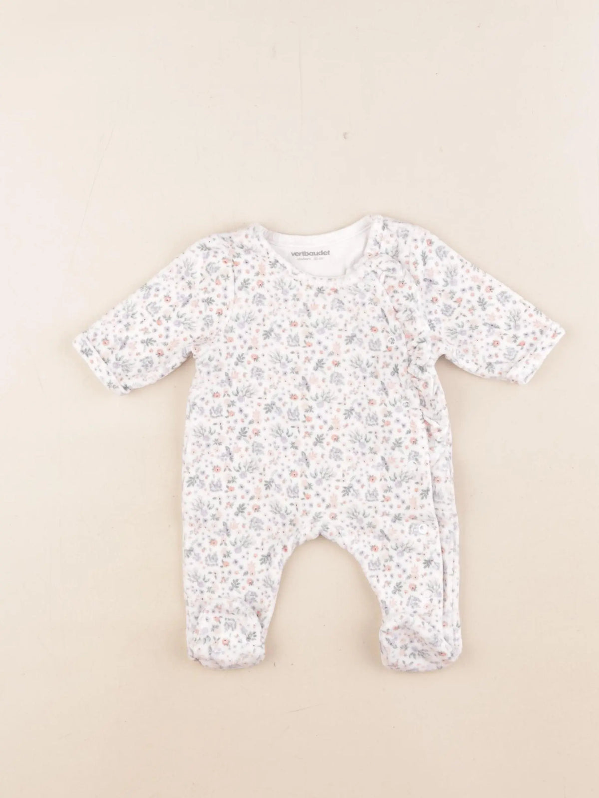 Vertbaudet - pyjama velours multicolore - 0 mois