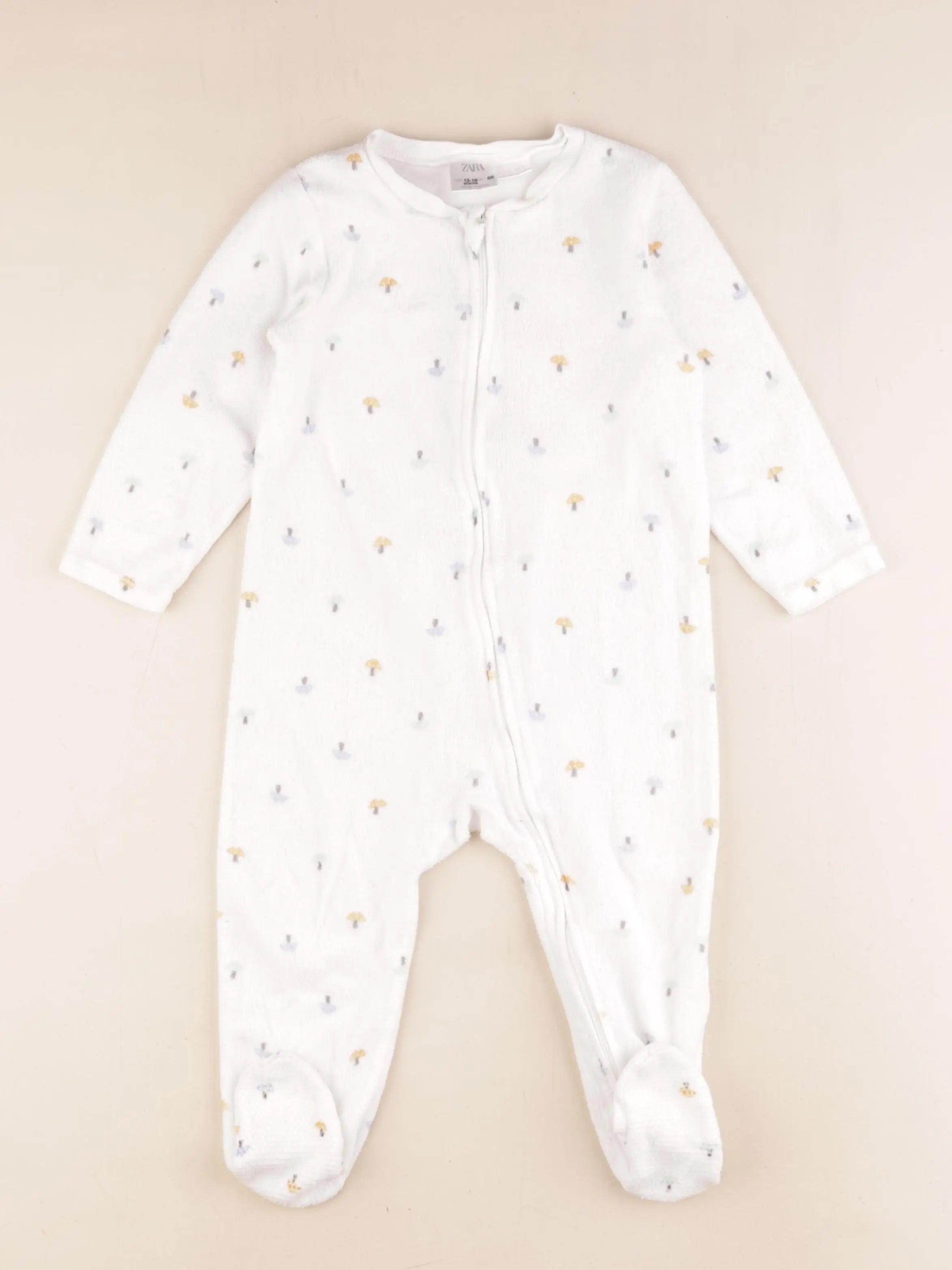 Zara - pyjama velours blanc - 12/18 mois