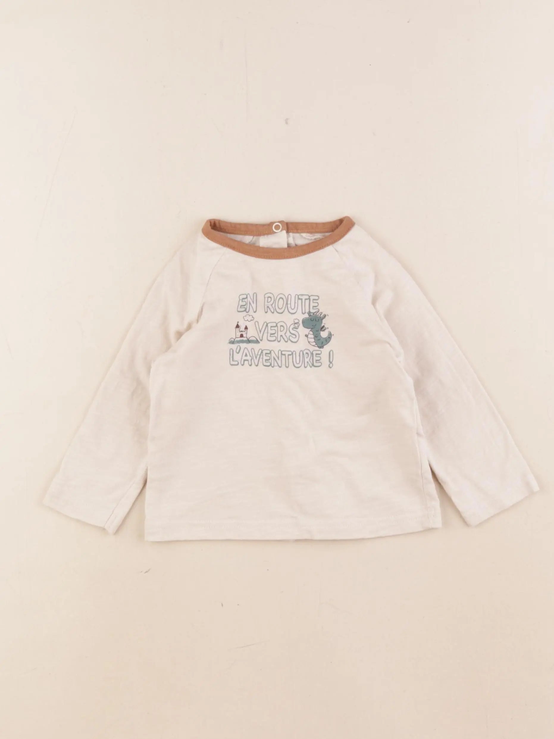 Vertbaudet - tee-shirt beige - 6 mois
