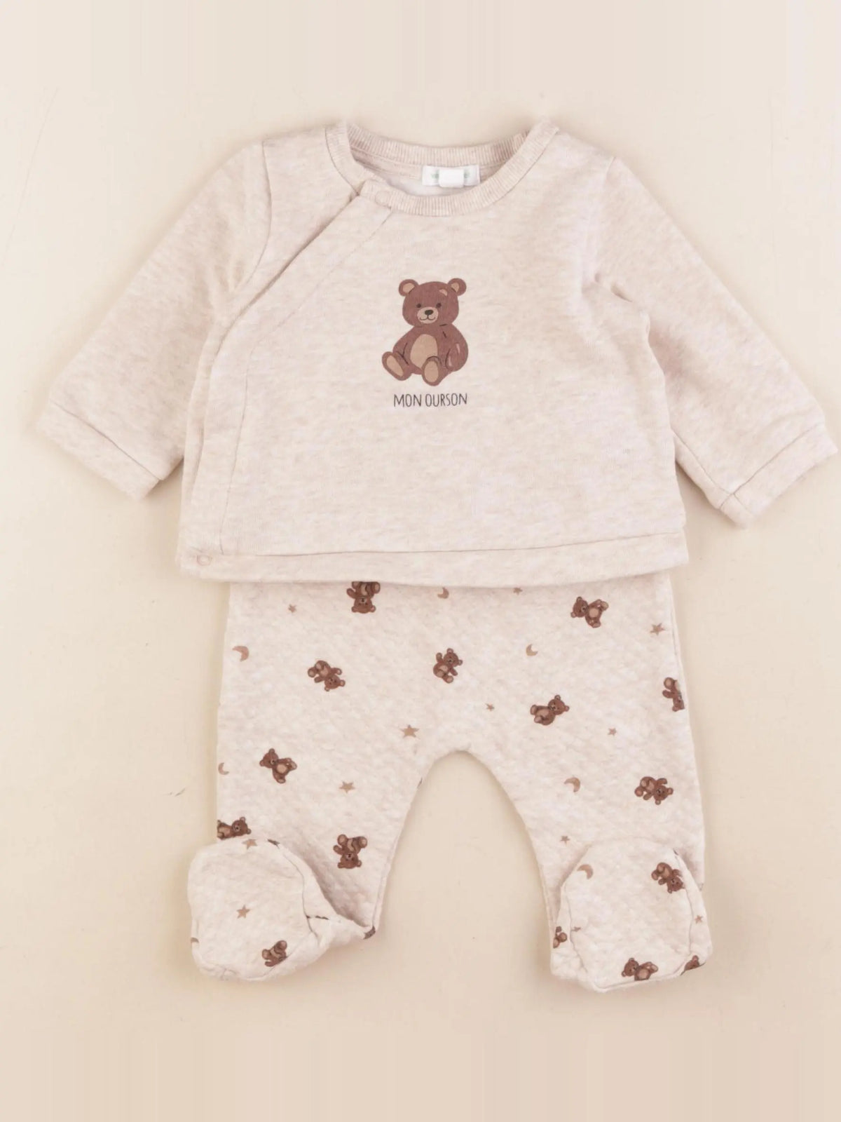 Vertbaudet - ensemble beige - 3 mois