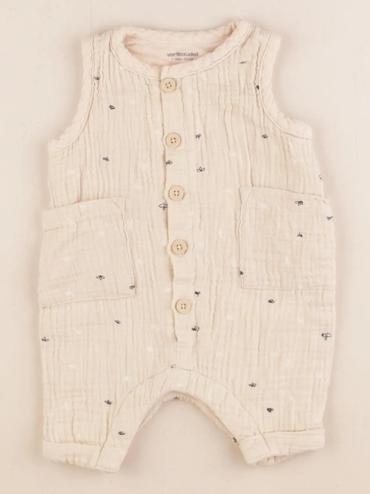 Vertbaudet - combinaison doublé beige, or - 1 mois