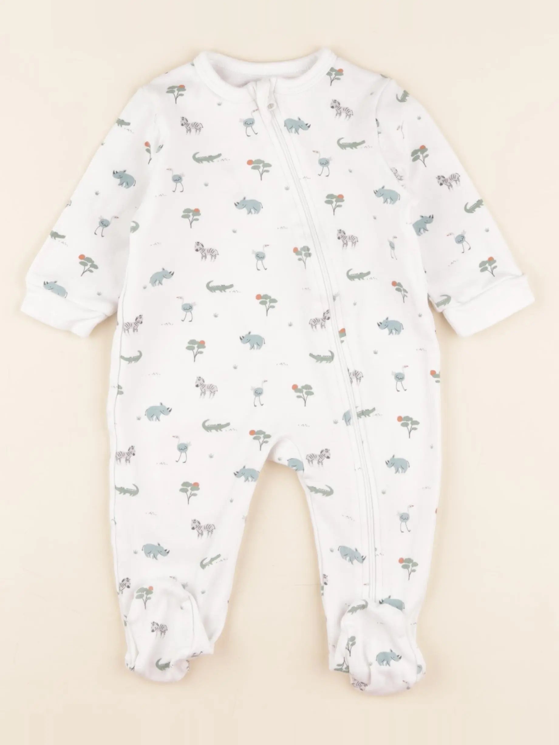 La Redoute - pyjama coton blanc, bleu - 9 mois