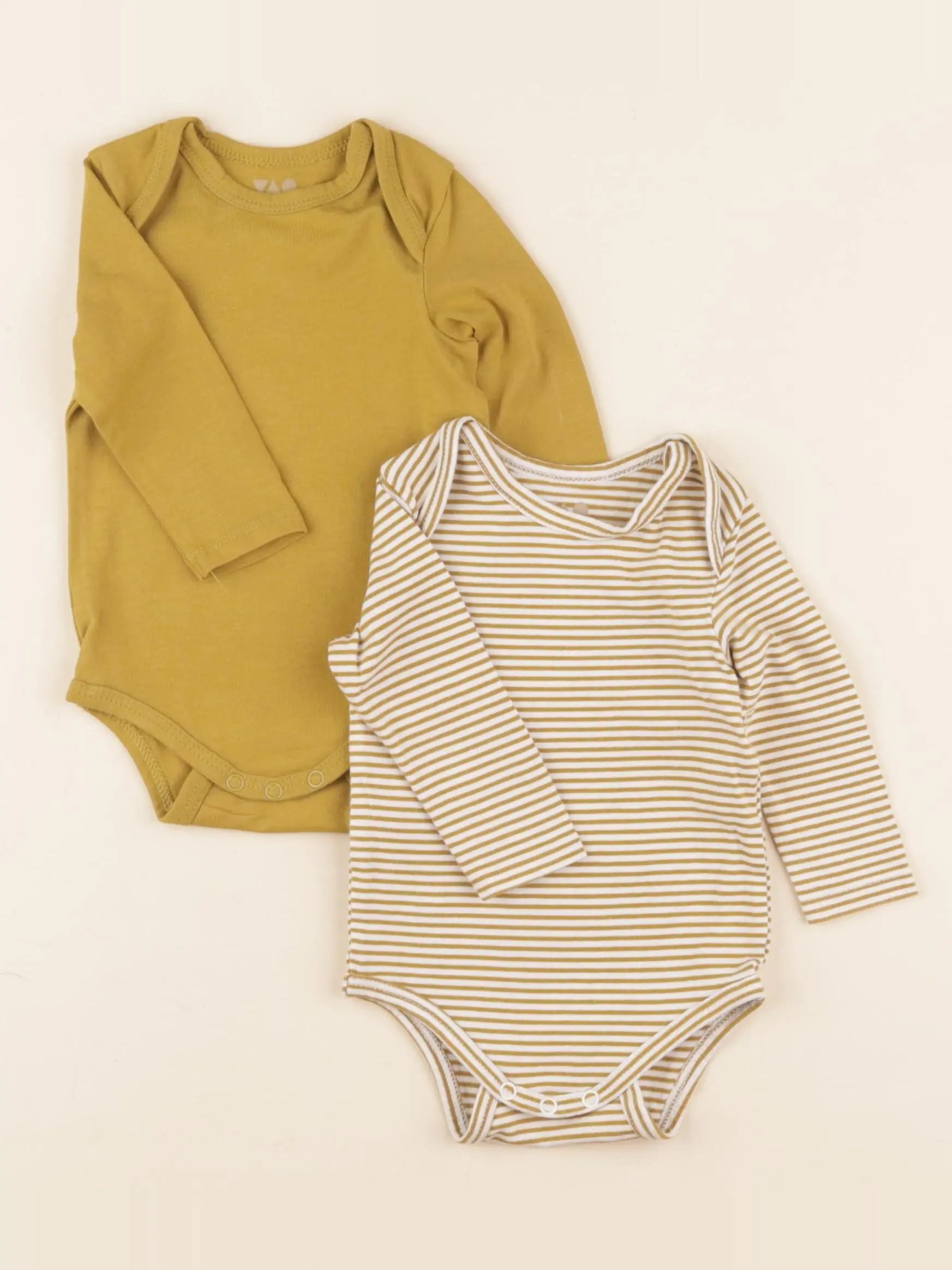 Tape à l'oeil - lot de 2 bodies en coton beige, jaune - 3 mois