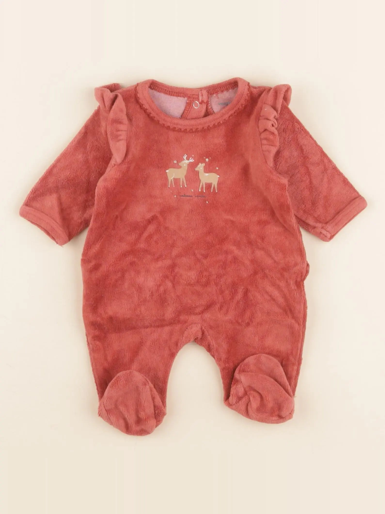 Vertbaudet - pyjama velours rouge, or - 0 mois