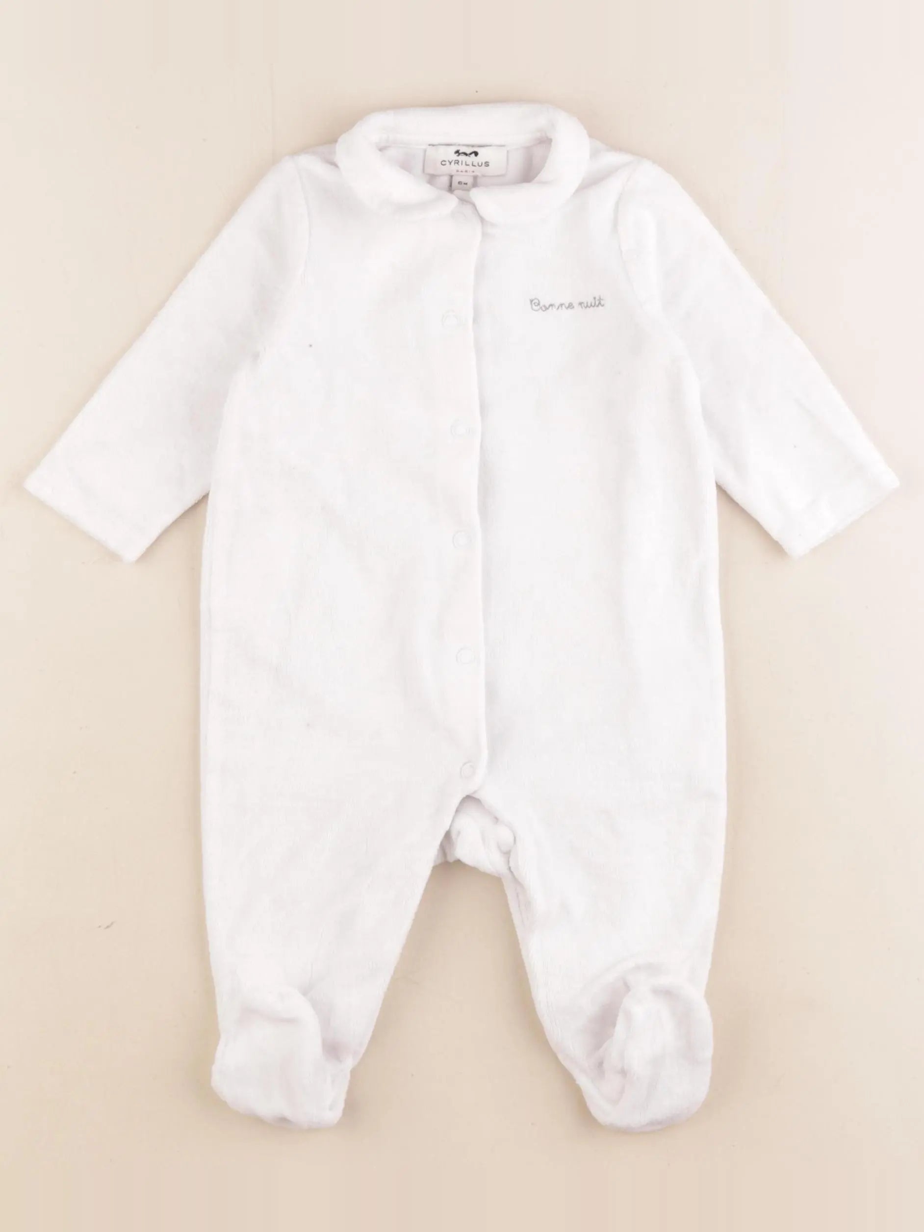 Cyrillus - pyjama velours blanc - 6 mois