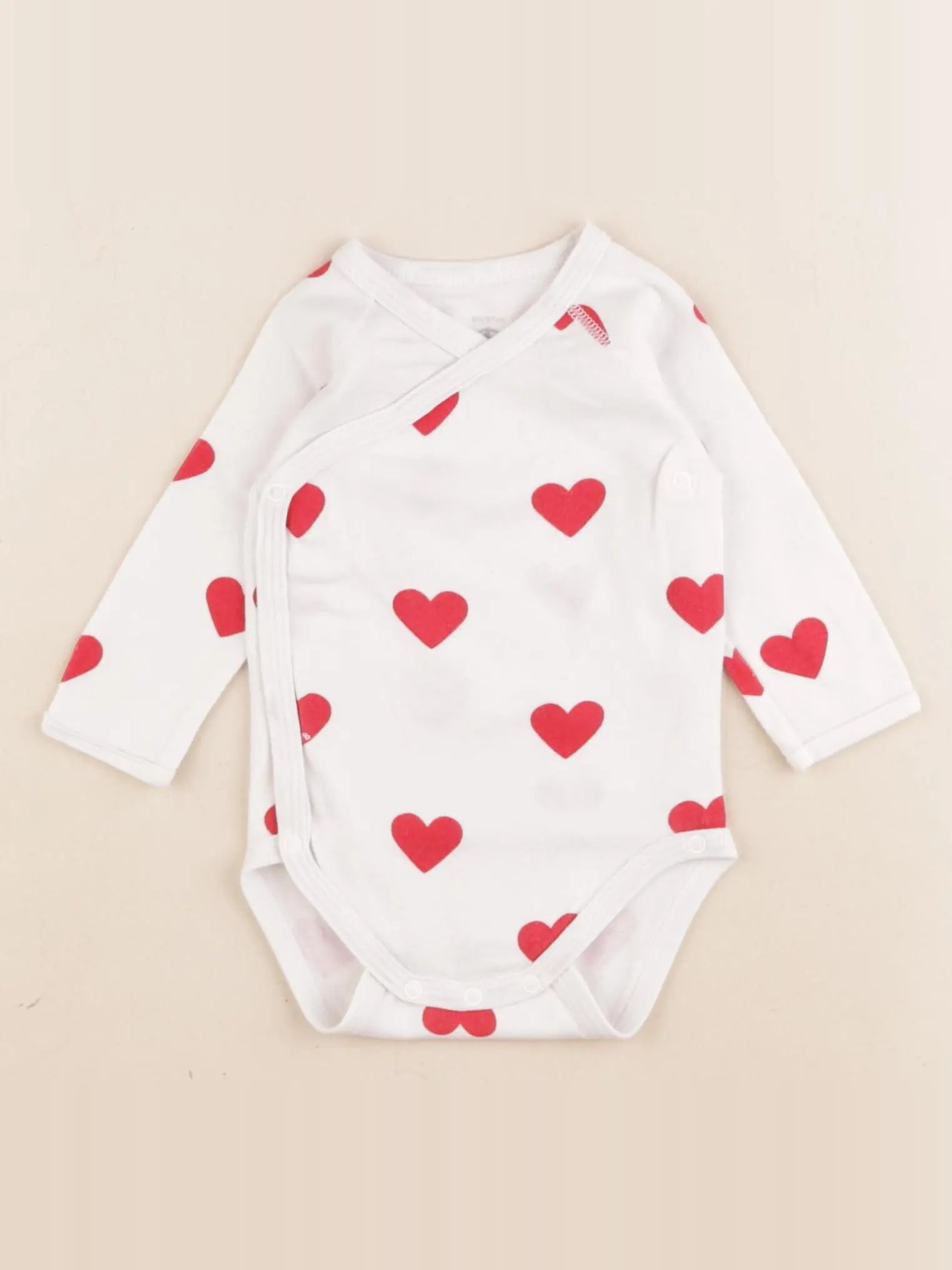 Petit Bateau - body blanc, rouge - 6 mois