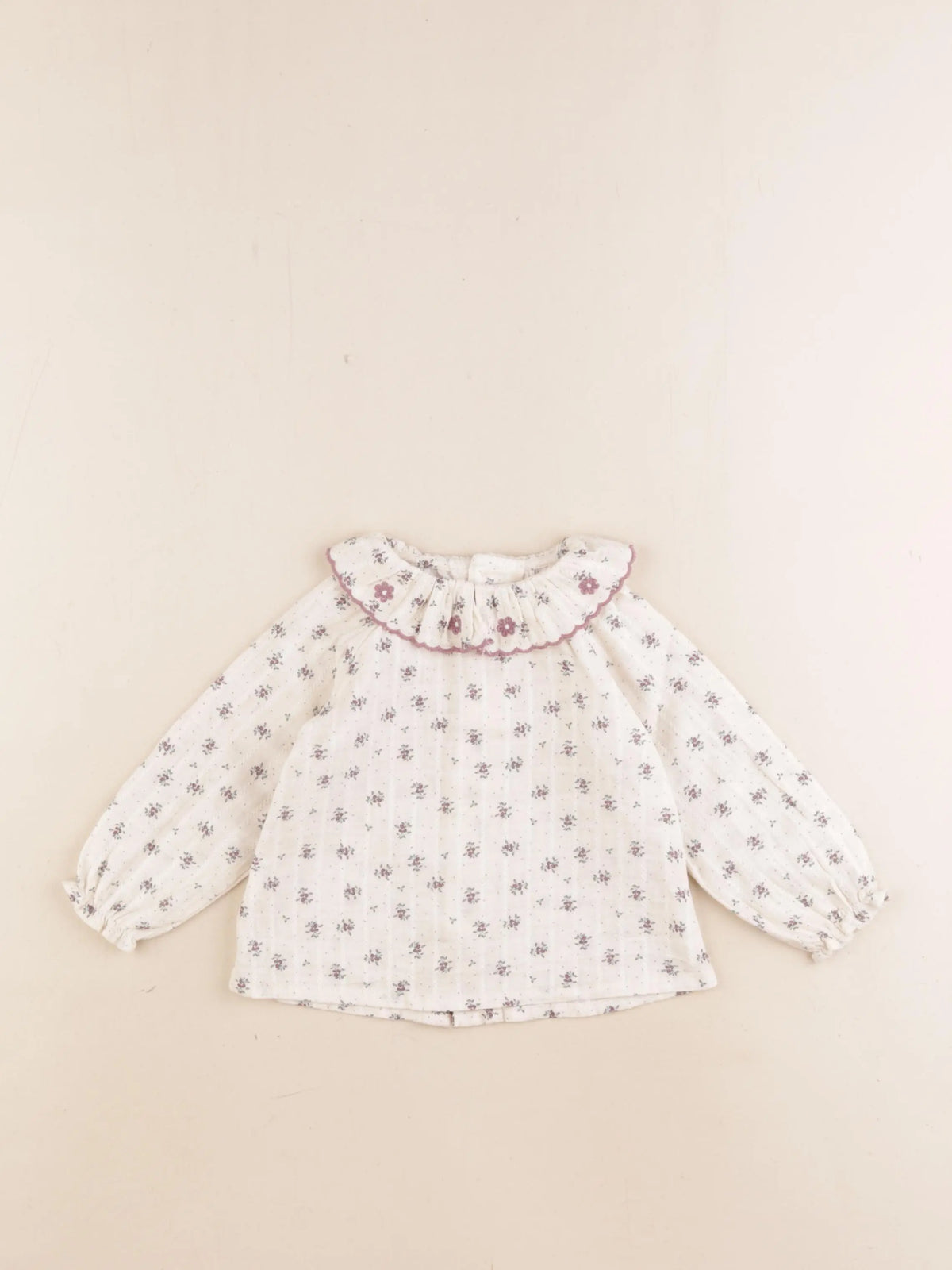 Zara - blouse beige, violet - 6/9 mois