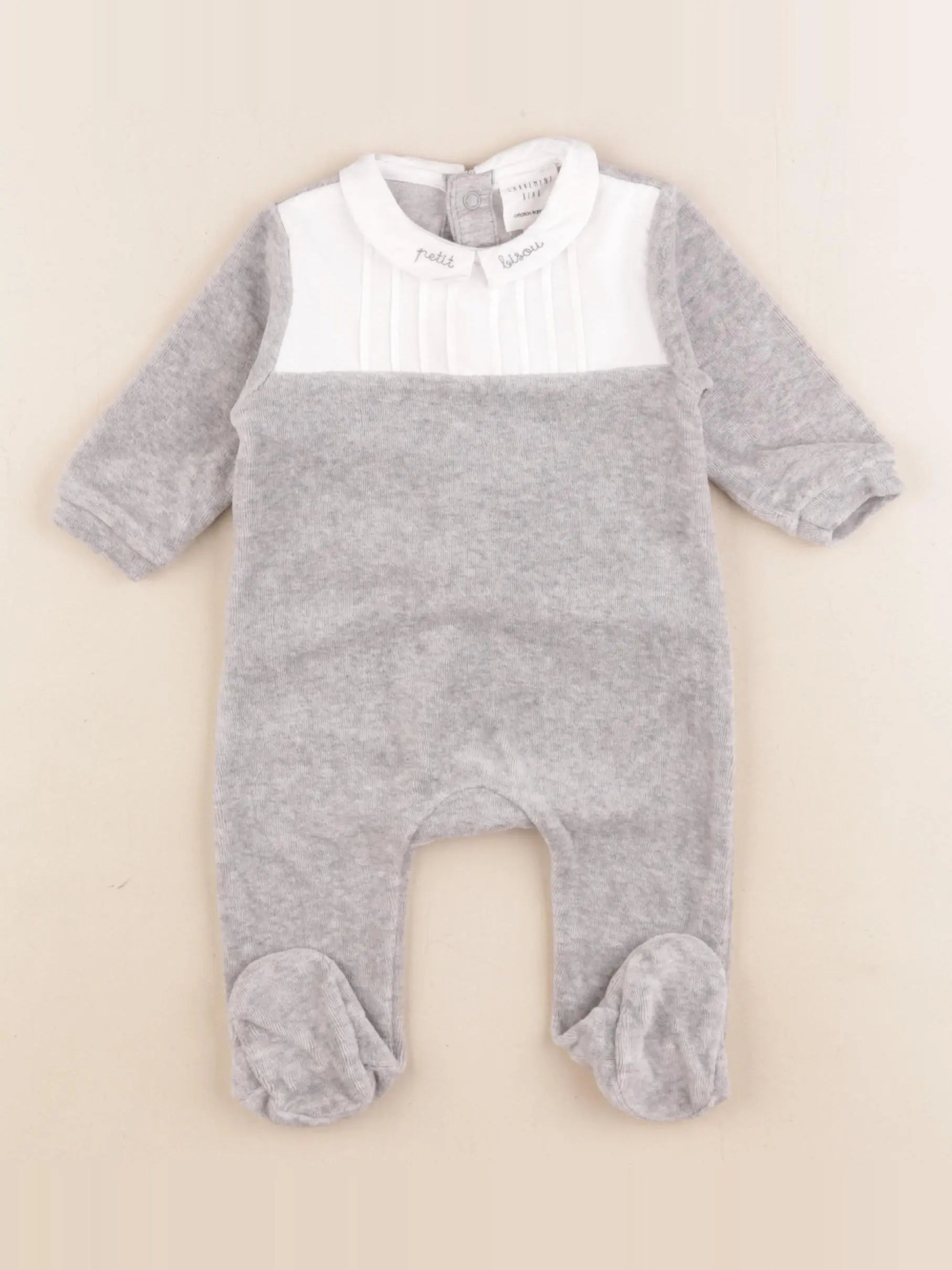 Carrément Beau - pyjama velours gris - 3 mois