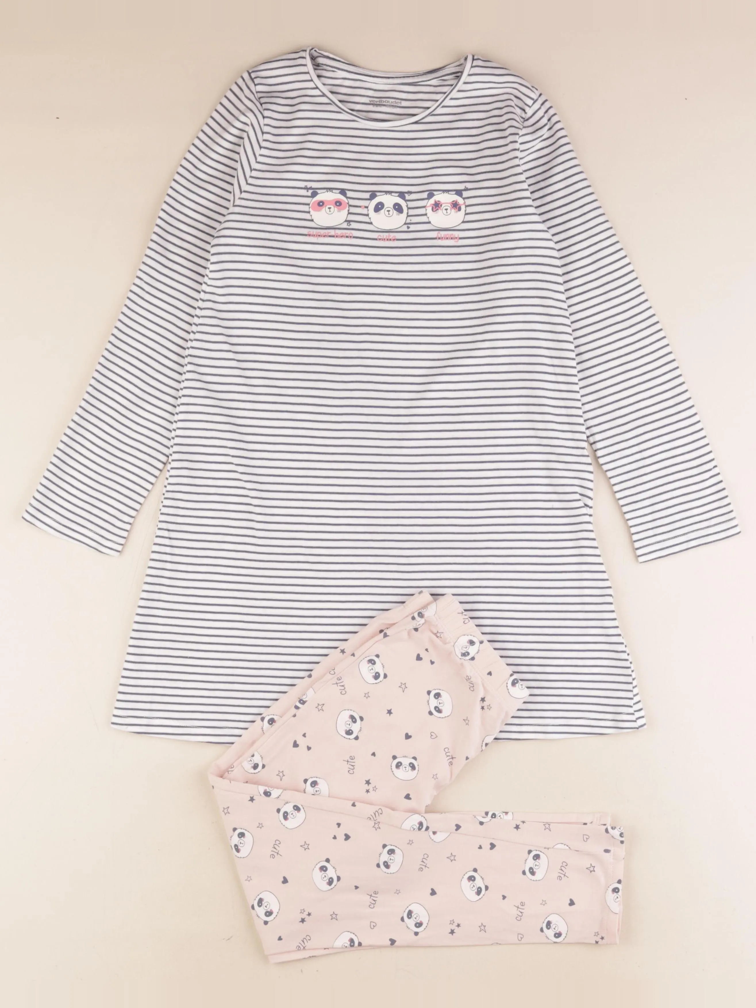 Vertbaudet - pyjama coton blanc, rose - 8 ans
