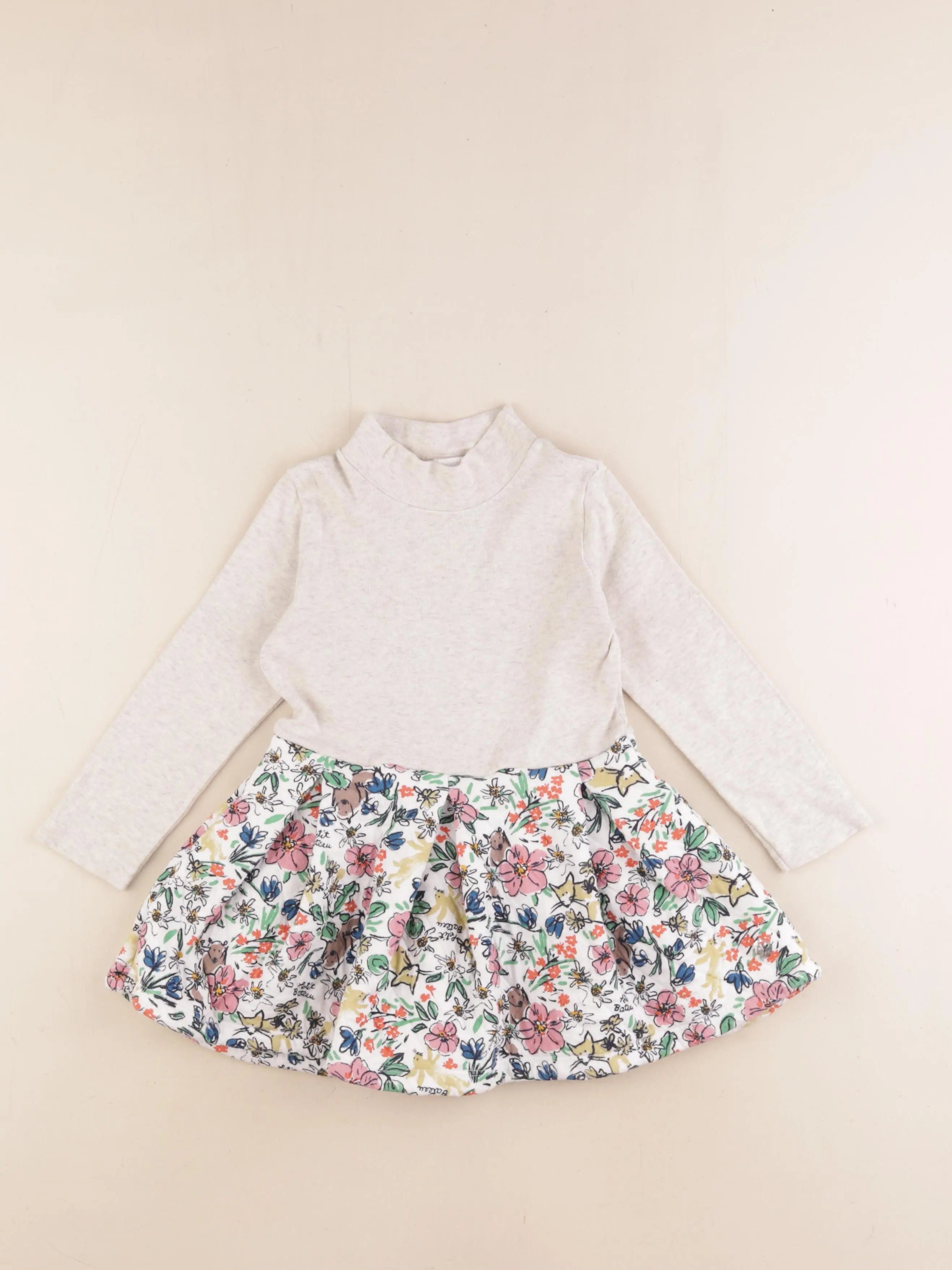Petit Bateau - robe beige, multicolore - 3 ans