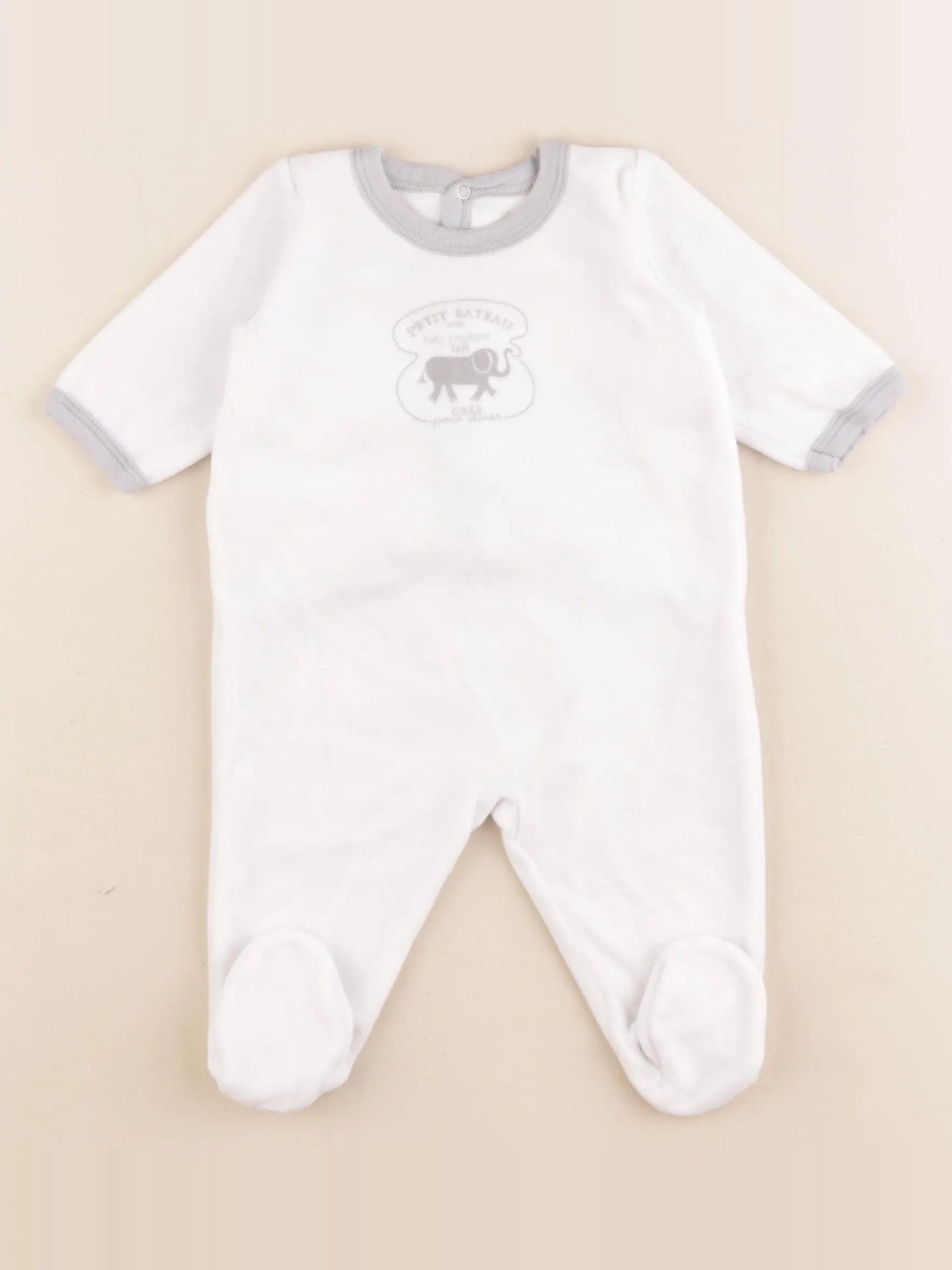 Petit Bateau - pyjama velours blanc - 3 mois