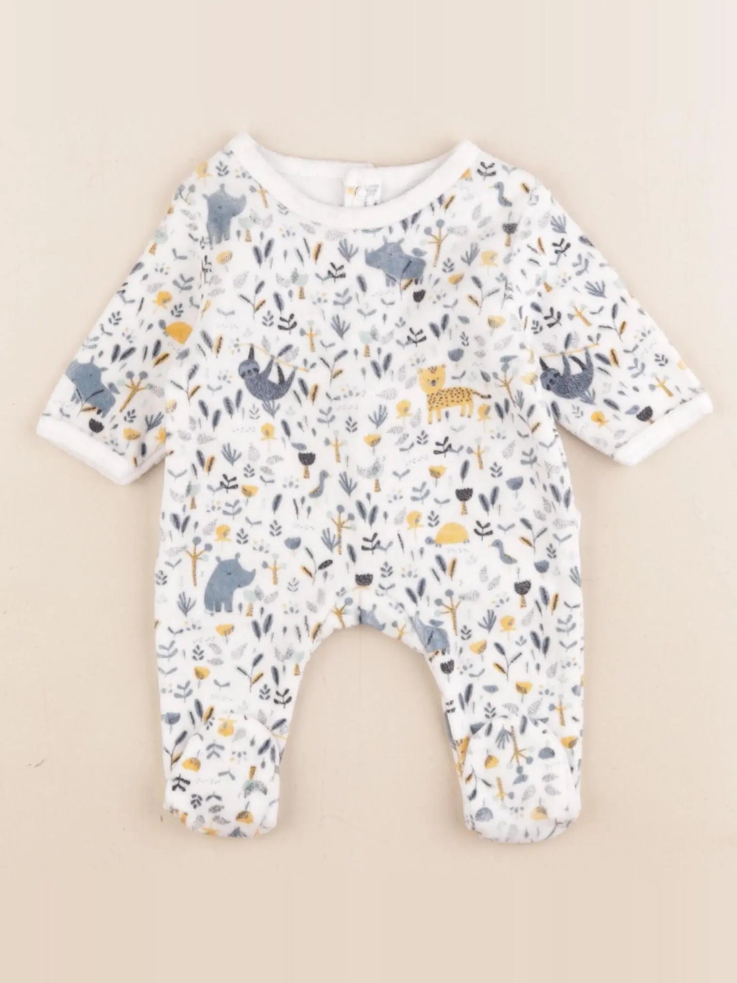 Vertbaudet - pyjama velours bleu - 0 mois