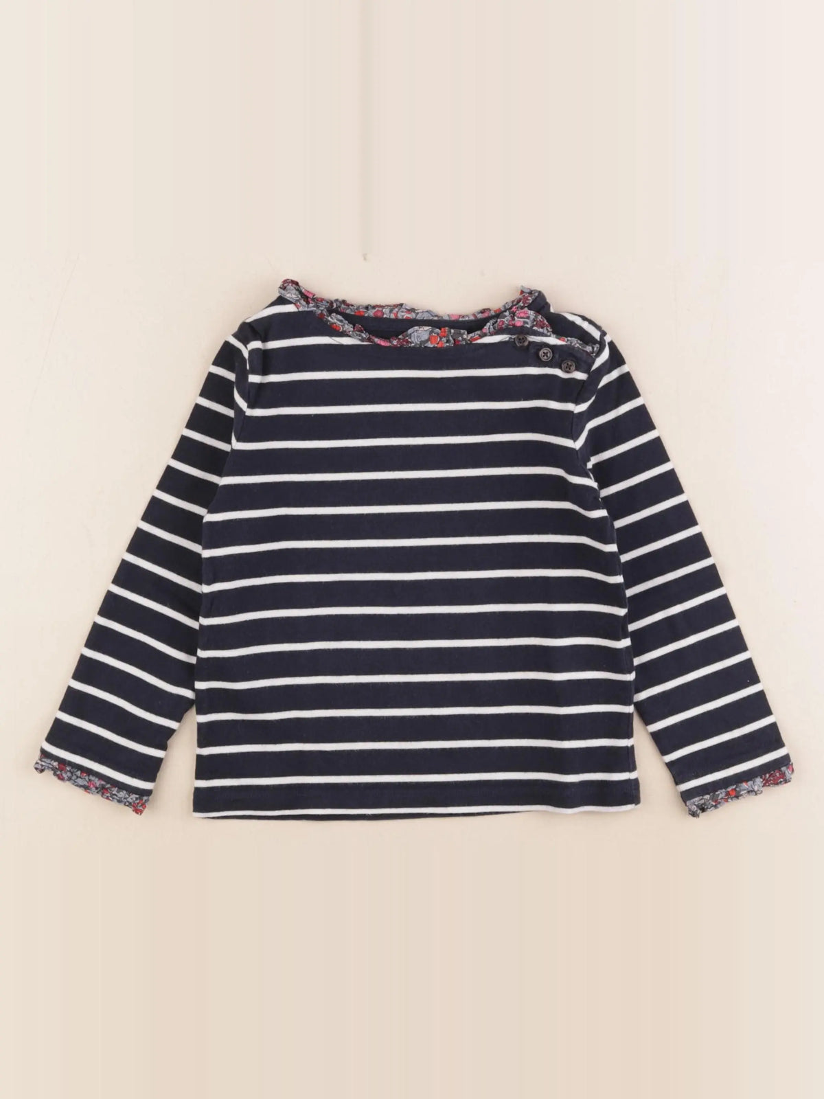 Cyrillus - tee-shirt bleu, blanc - 3 ans