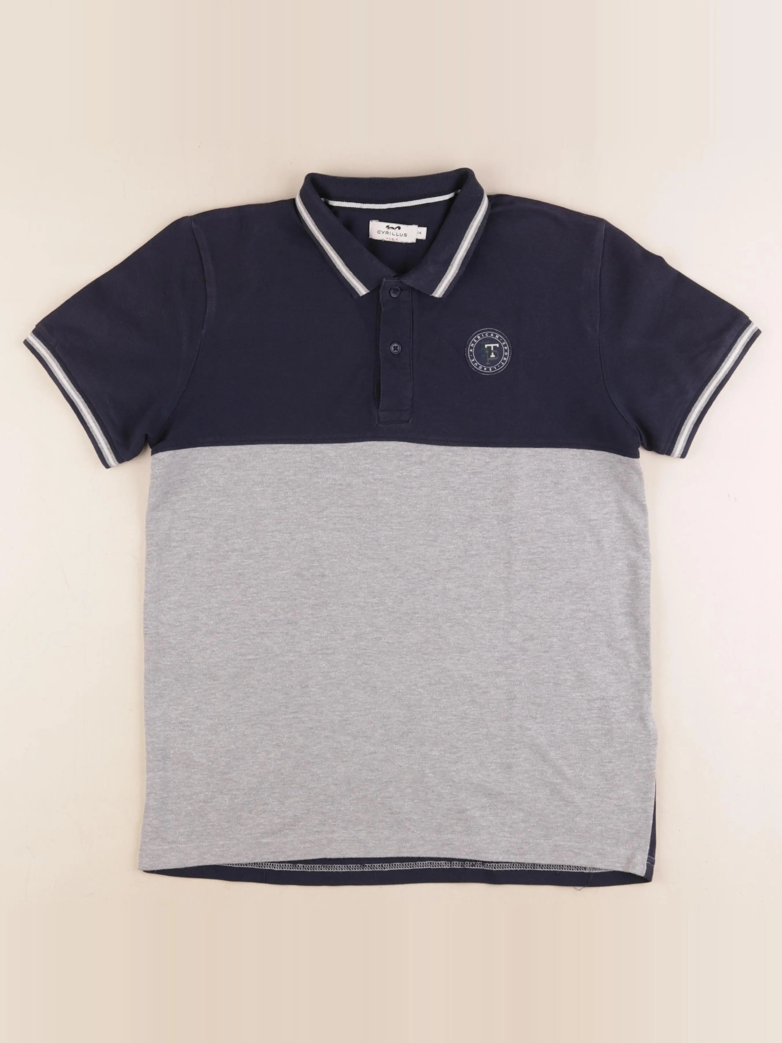 Cyrillus - polo bleu, gris - 14 ans
