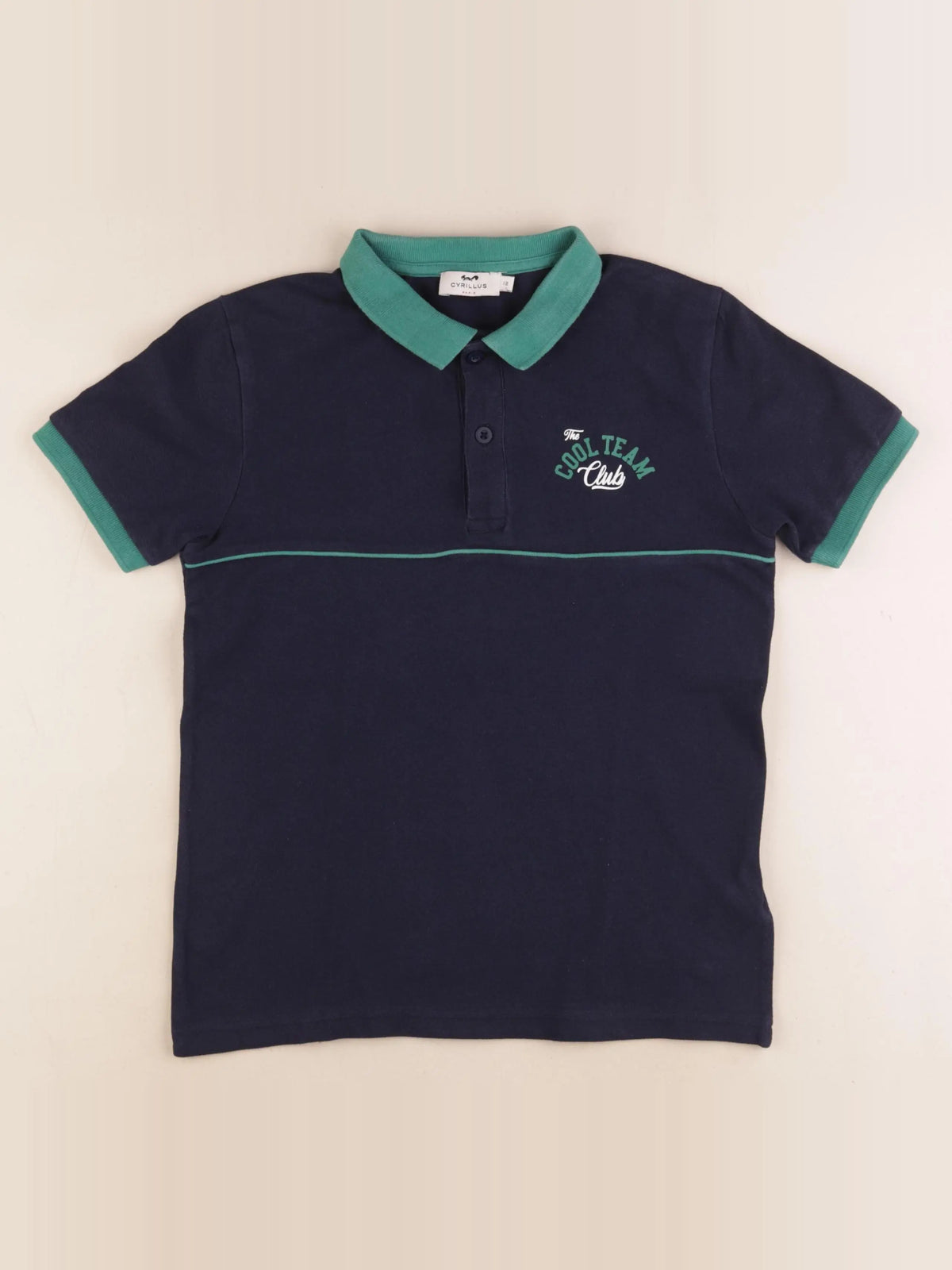 Cyrillus - polo bleu, vert - 12 ans