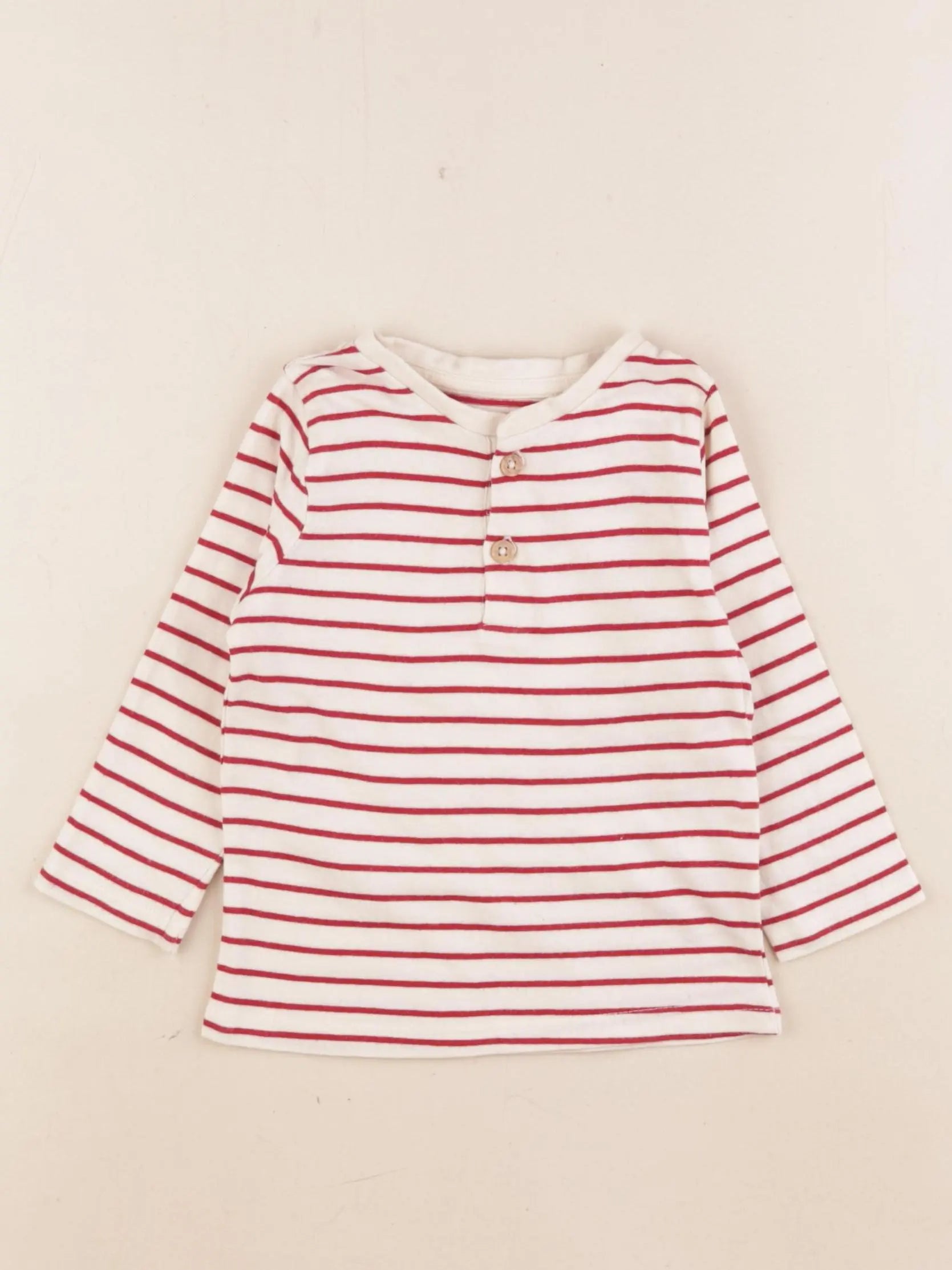 Vertbaudet - tee-shirt beige, rouge - 12 mois