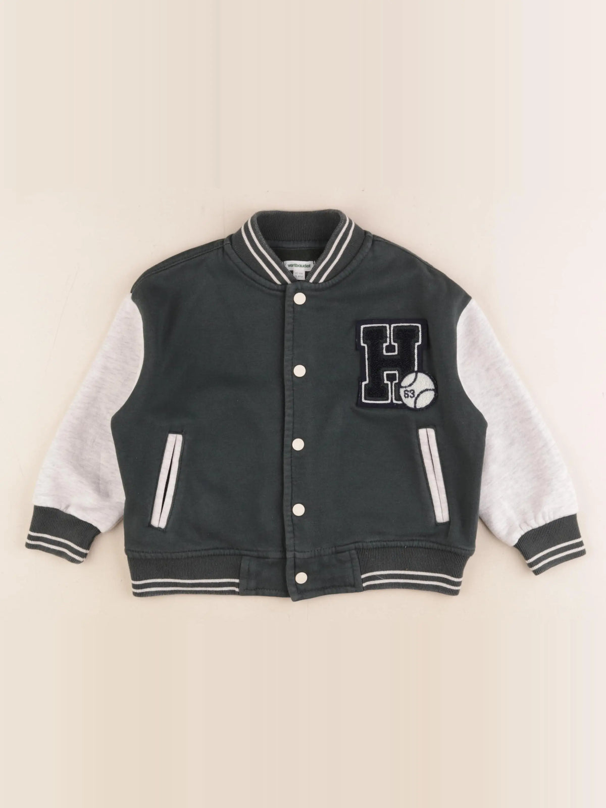Vertbaudet - veste vert, gris - 3 ans