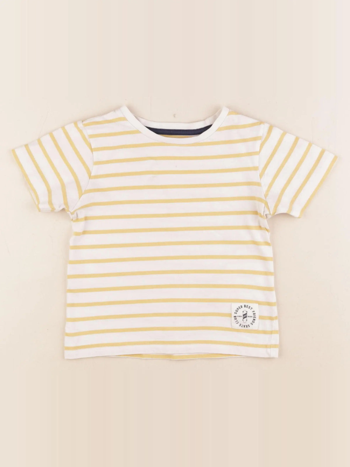 Vertbaudet - tee-shirt jaune, blanc - 4 ans