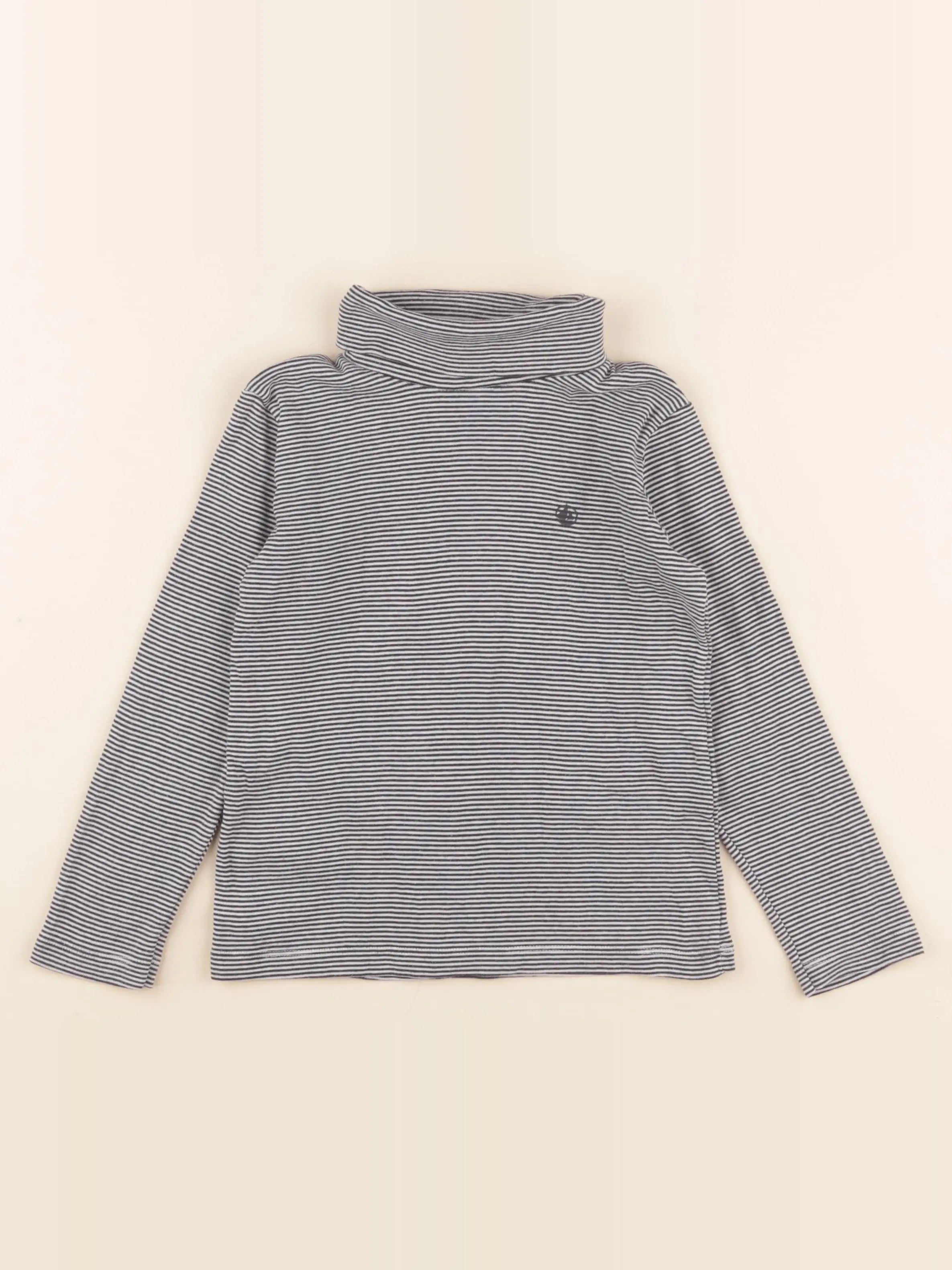 Petit Bateau - sous-pull bleu, blanc - 6 ans