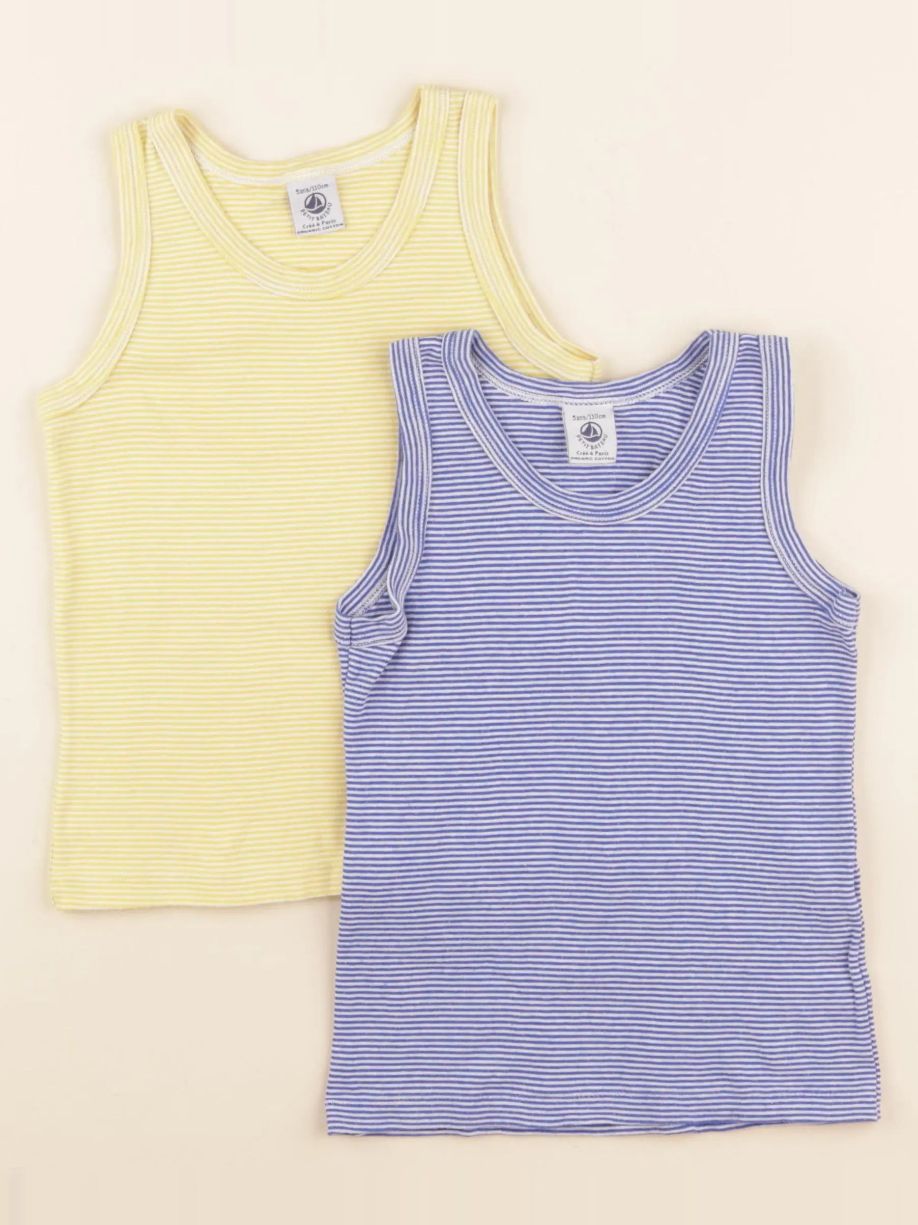 Petit Bateau - maillot de corps bleu, jaune - 5 ans