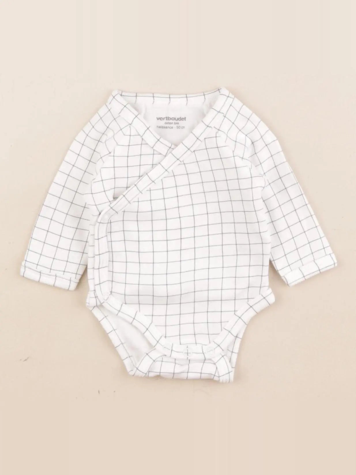 Vertbaudet - body blanc, bleu - 0 mois