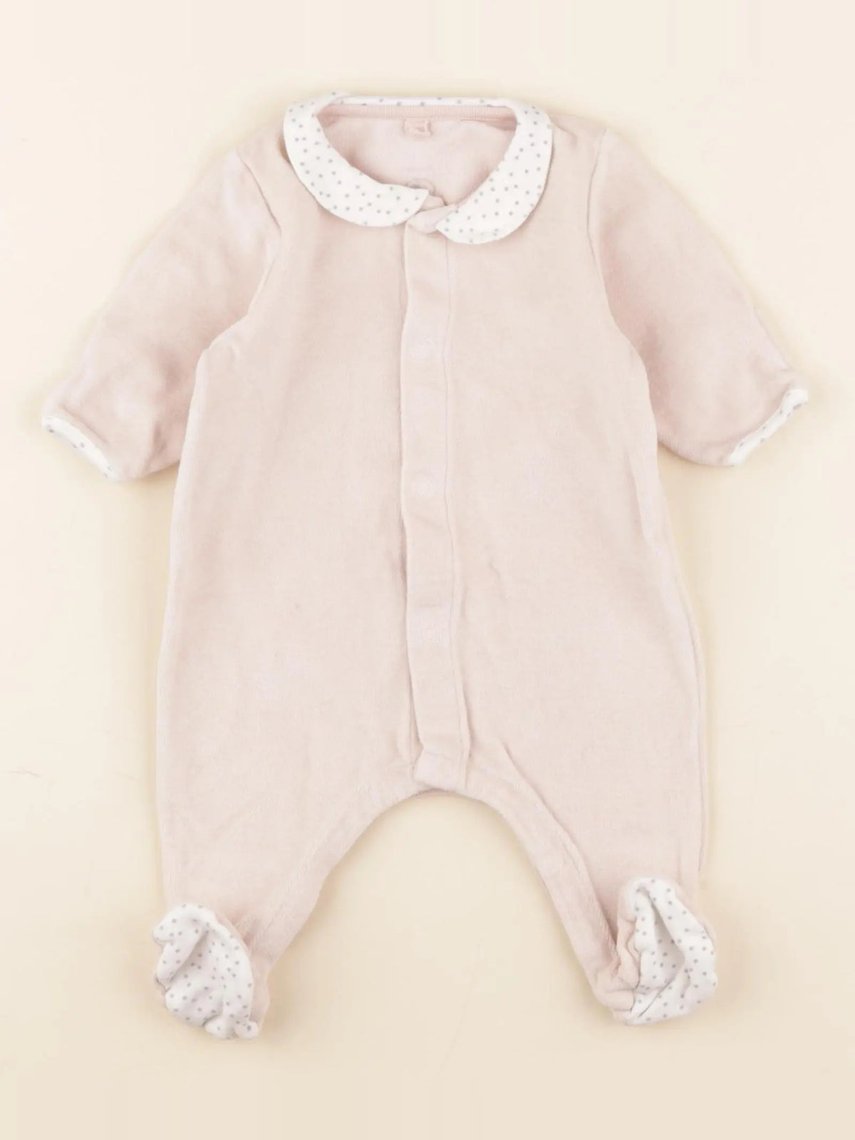 Petit Bateau - pyjama velours rose - 1 mois