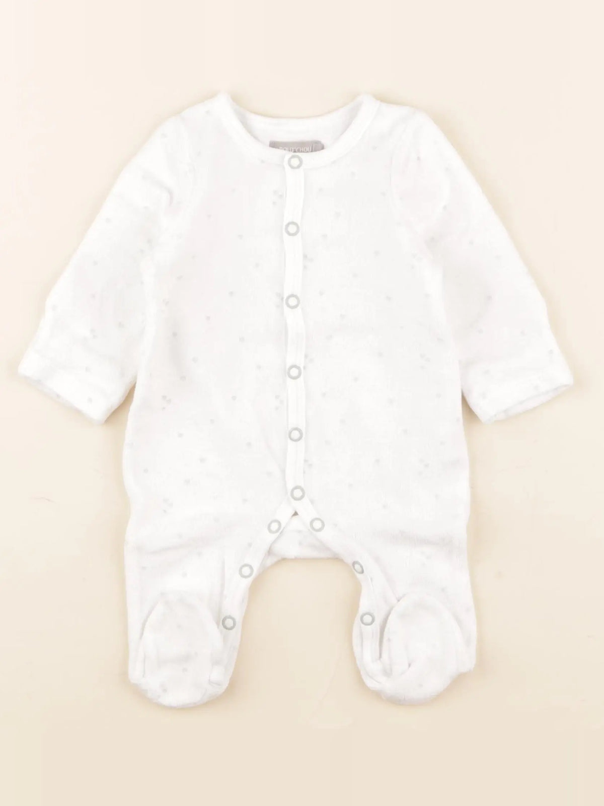 Boutchou - pyjama velours blanc, vert - 1 mois