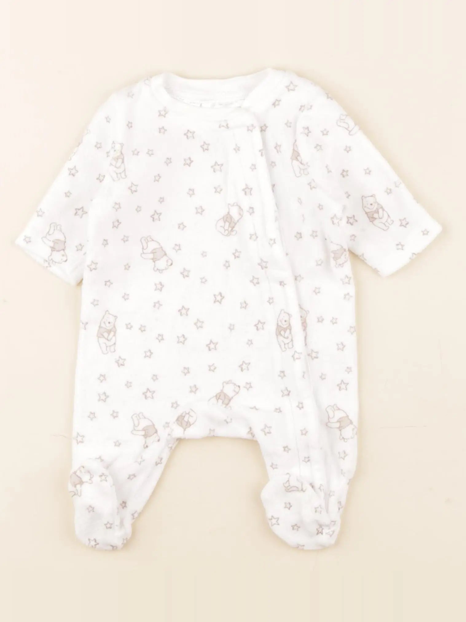 H&M - pyjama velours blanc - 0/1 mois