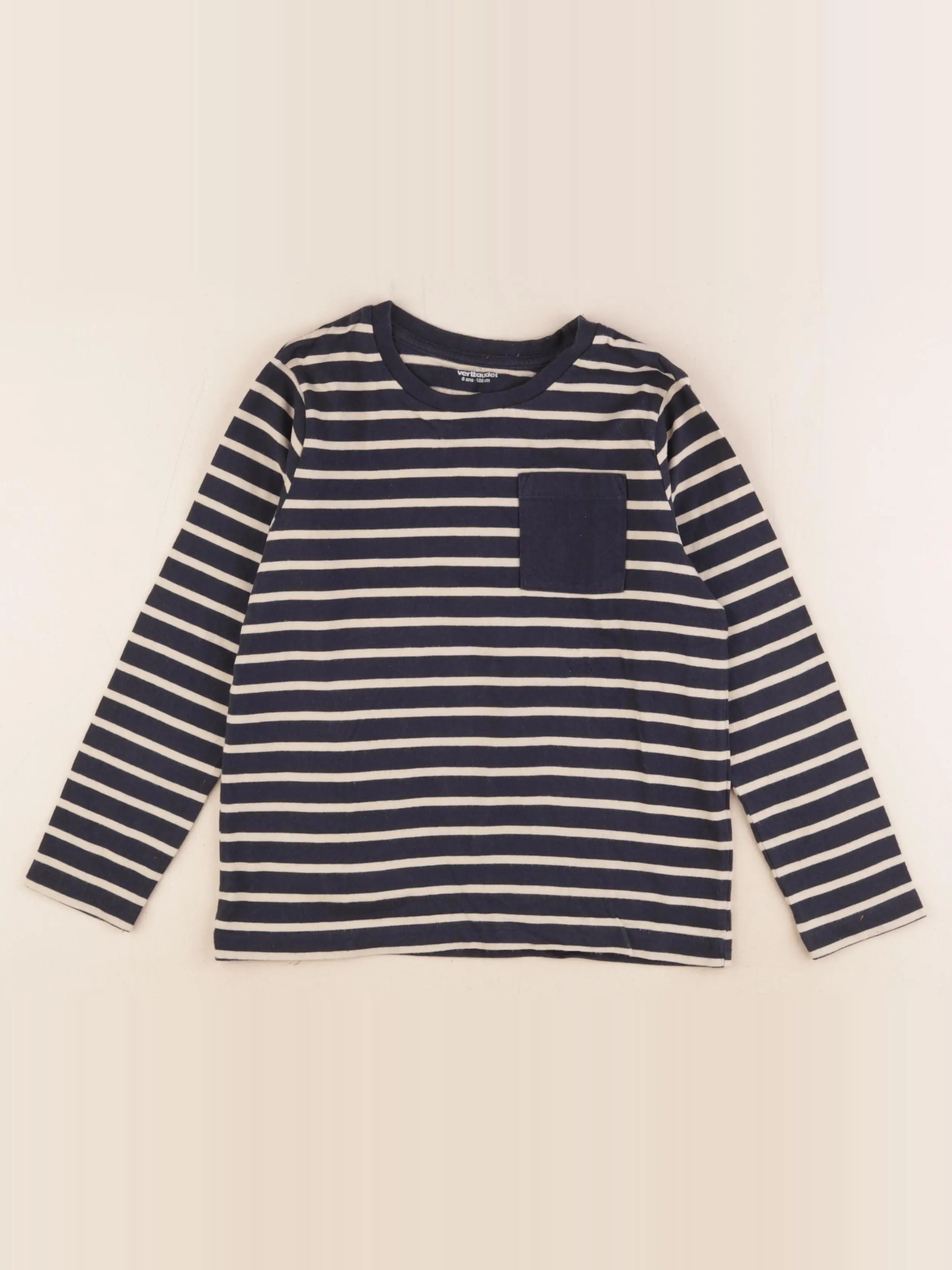 Vertbaudet - tee-shirt beige, bleu - 8 ans