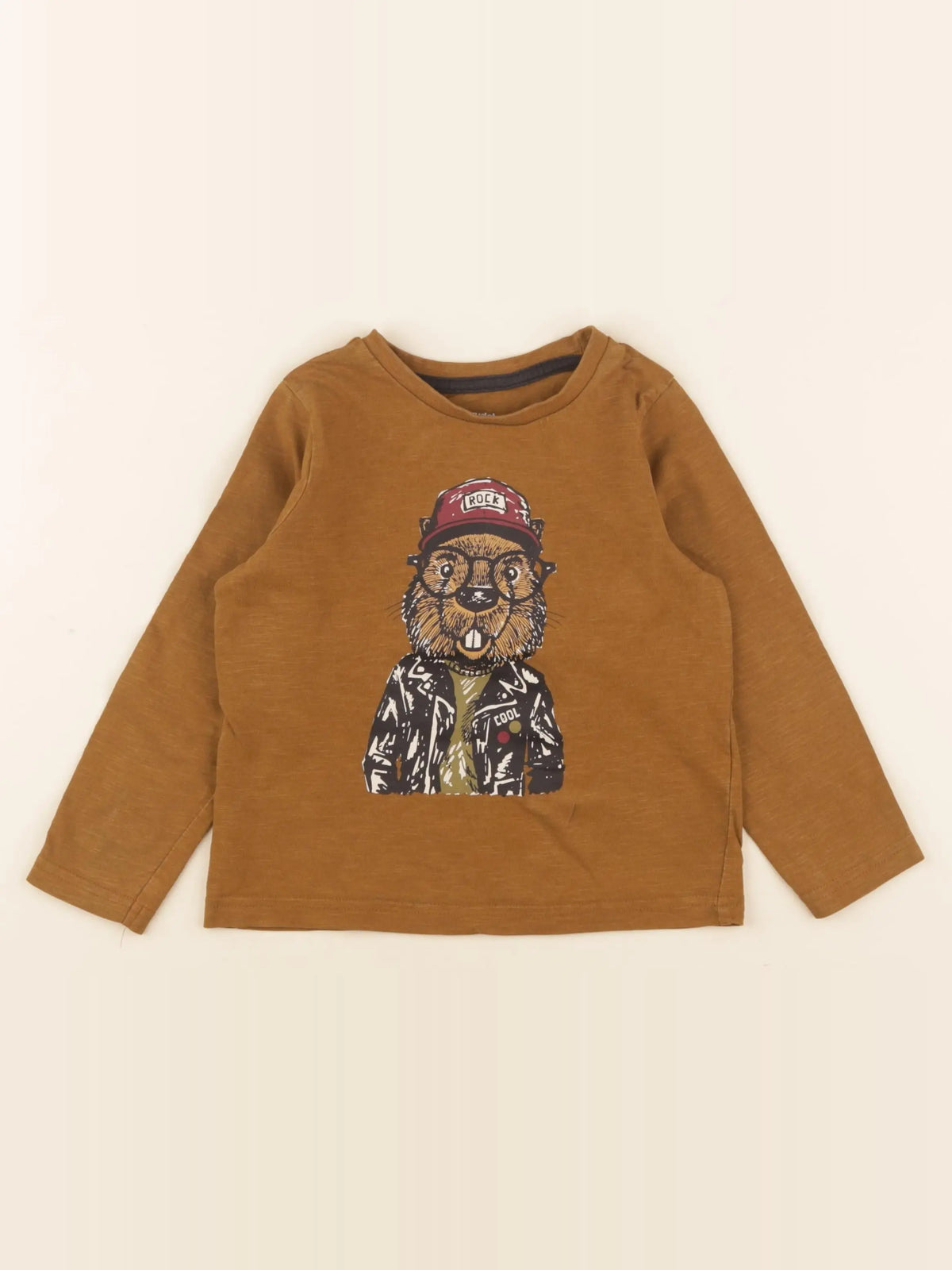 Vertbaudet - tee-shirt marron - 4 ans