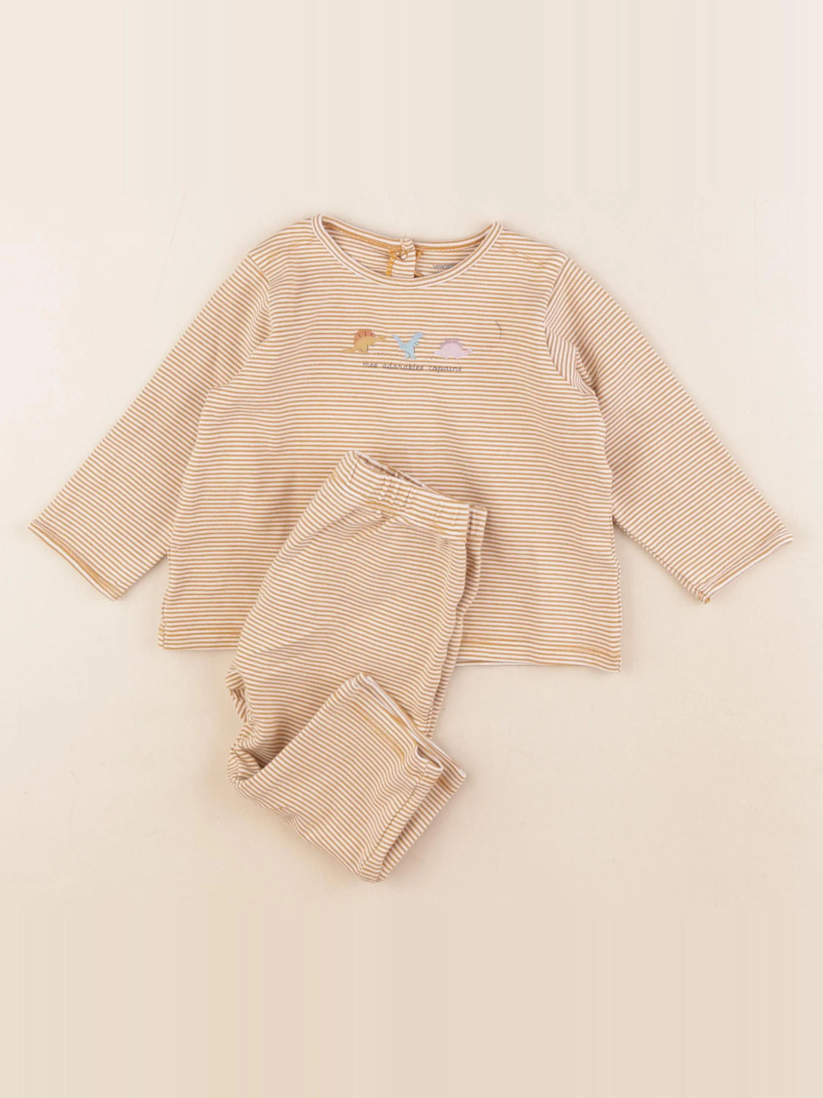 Vertbaudet - pyjama coton jaune, blanc - 24 mois