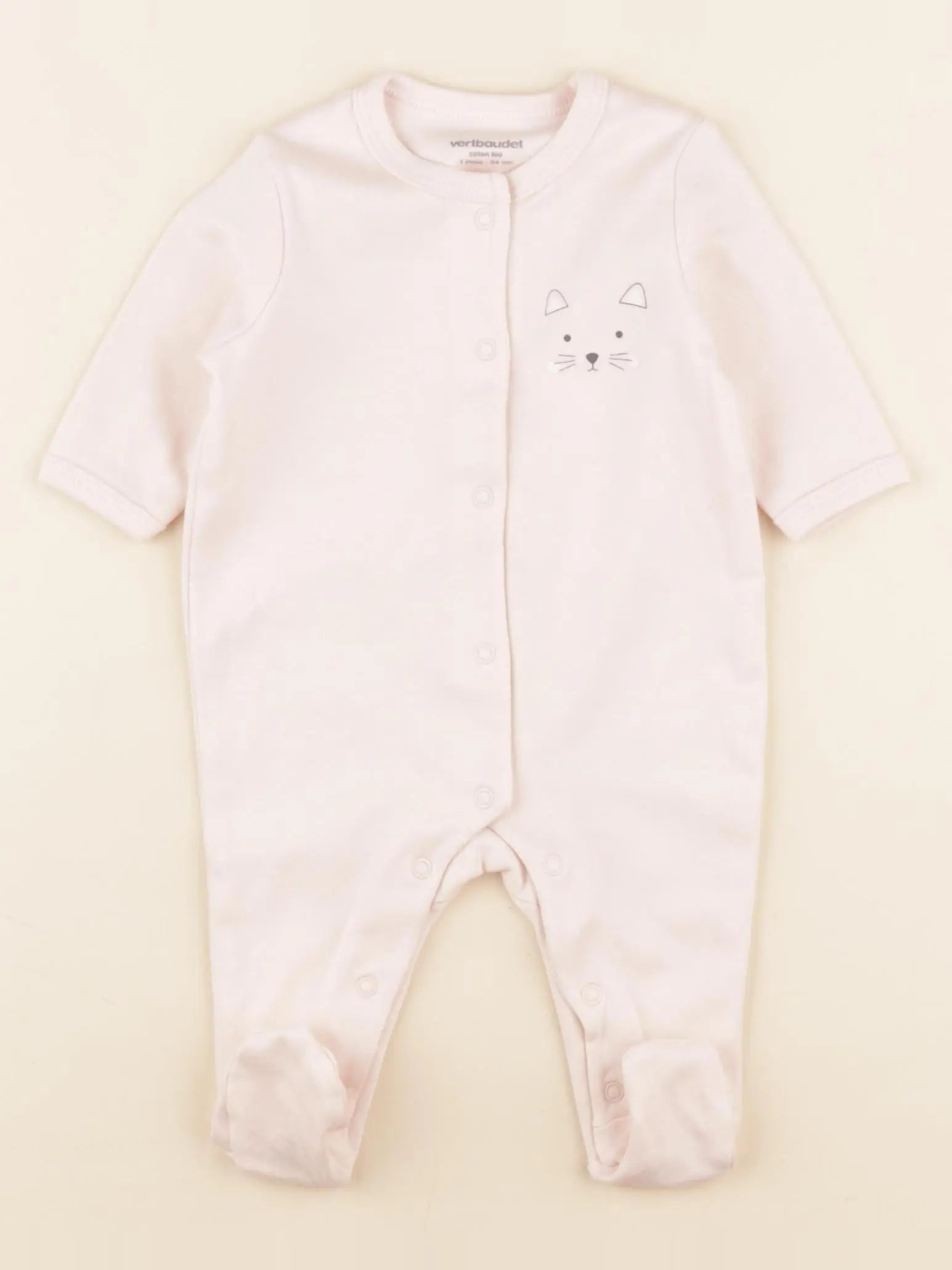 Vertbaudet - pyjama coton rose - 1 mois